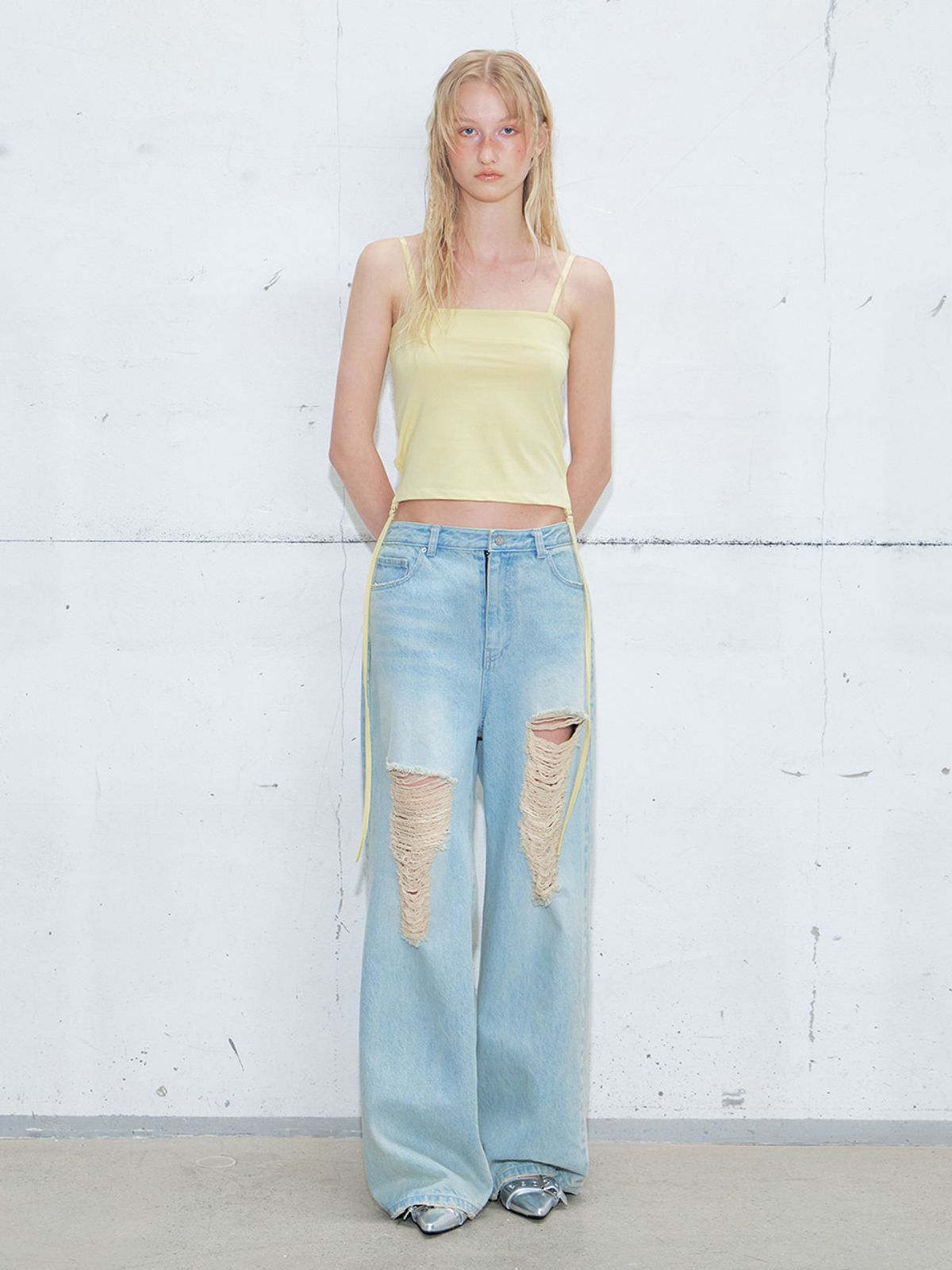 에트몽(ETMON) Drop Strap Sleeveless Top, Yellow