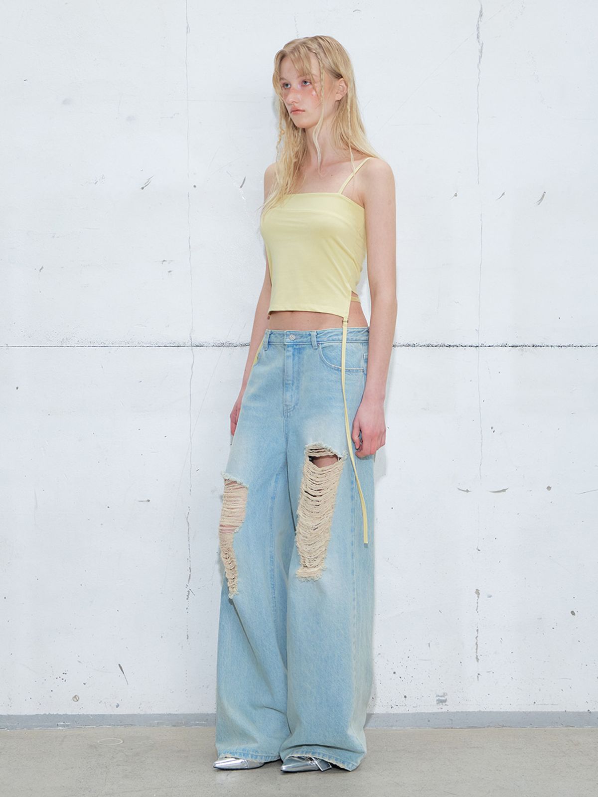 에트몽(ETMON) Drop Strap Sleeveless Top, Yellow