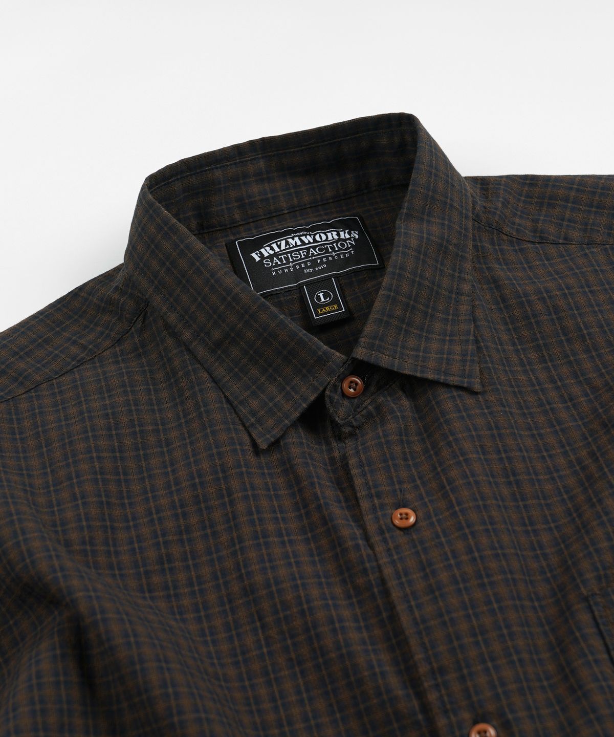 프리즘웍스(FRIZMWORKS) COTTON CHECK RELAXED HALF SHIRT _ BLACK