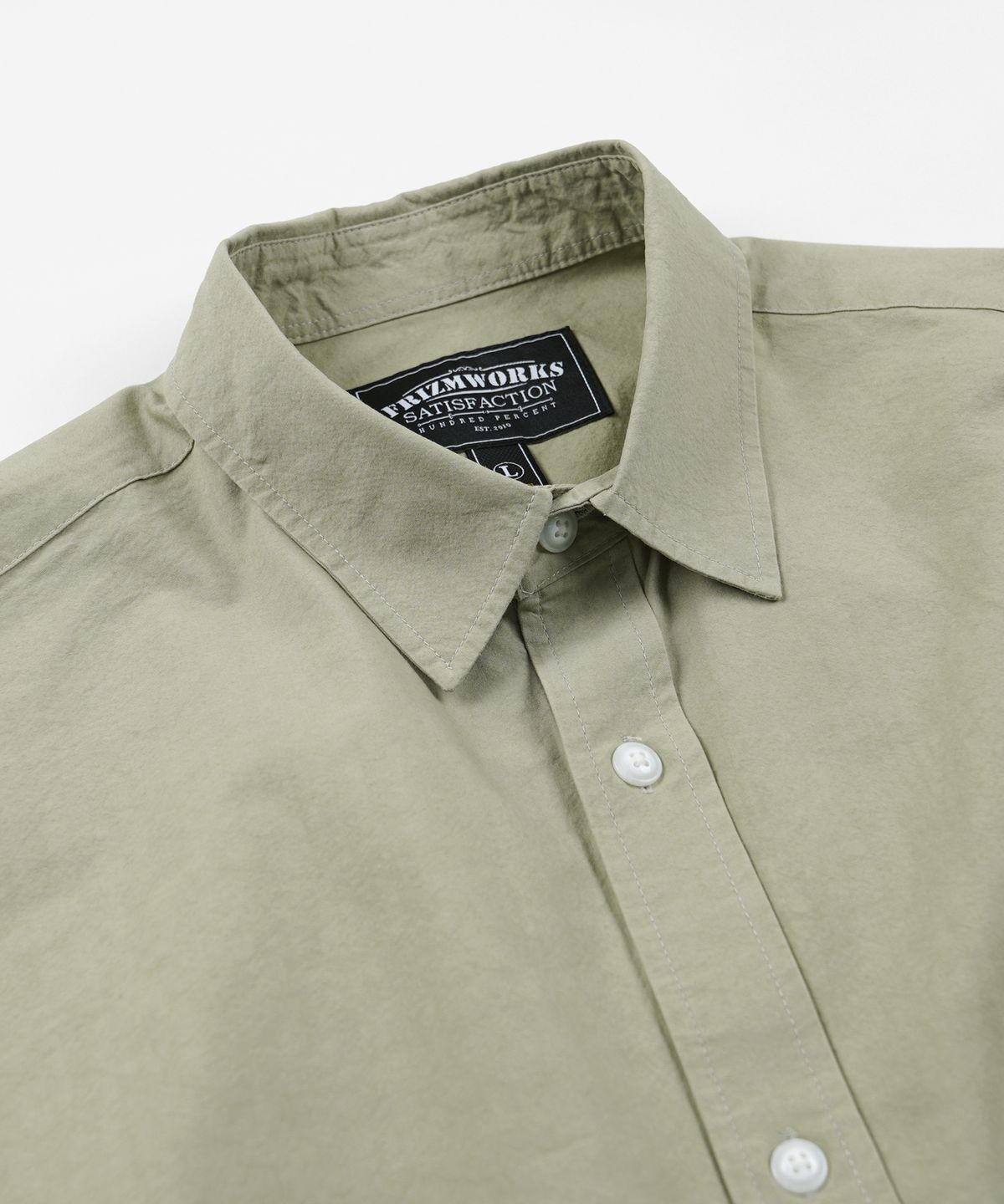 프리즘웍스(FRIZMWORKS) WASHED TRIPLE POCKET HALF SHIRT _ LIGHT GREEN