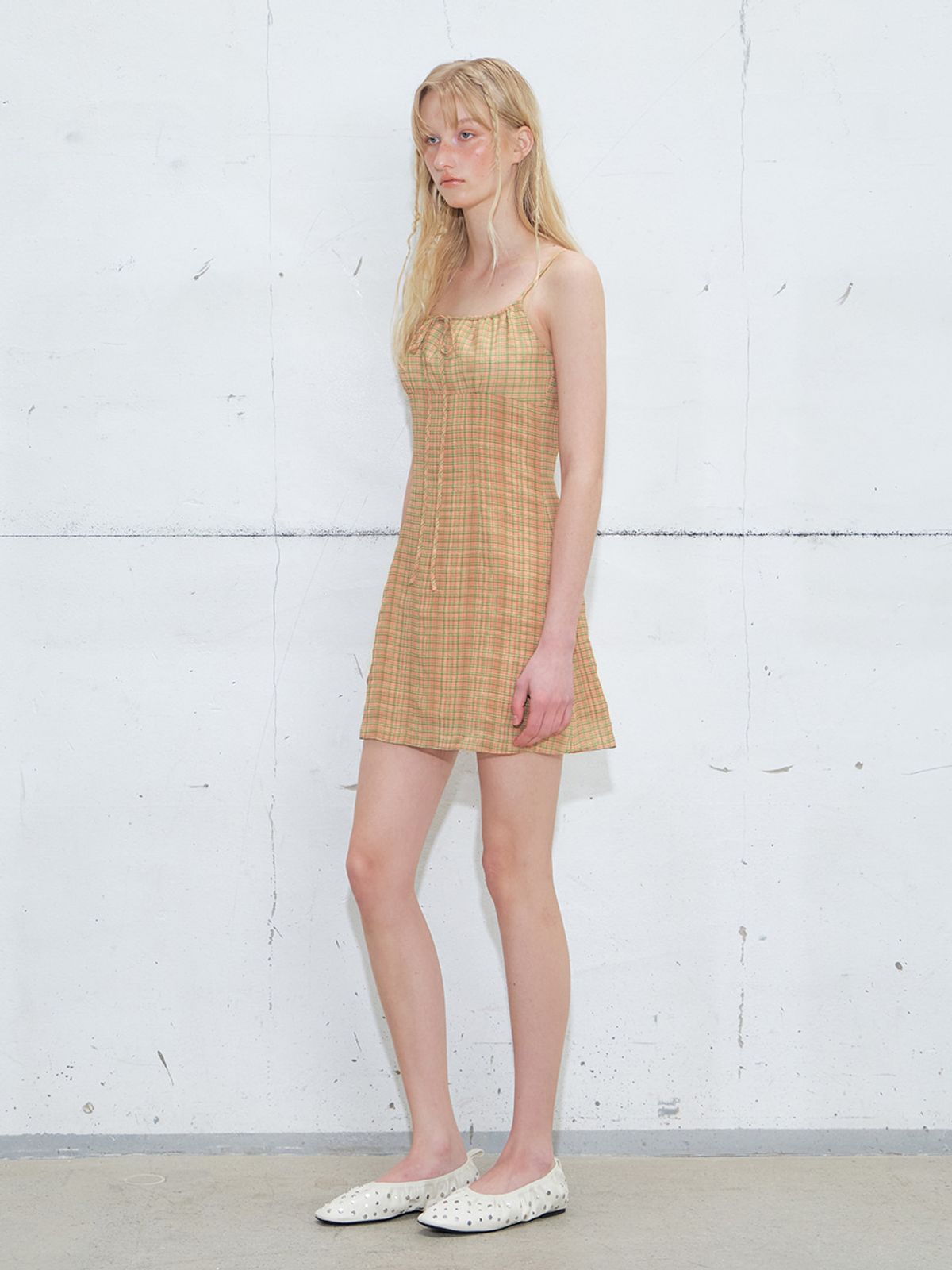 에트몽(ETMON) Slip Check Mini Dress, Orange