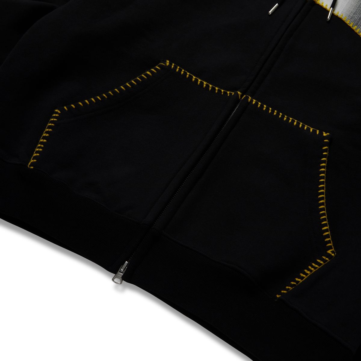 가먼츠팹(GARMENTS FAB) Blanket Stitch Check Hoodie Zip-Up (BLACK)