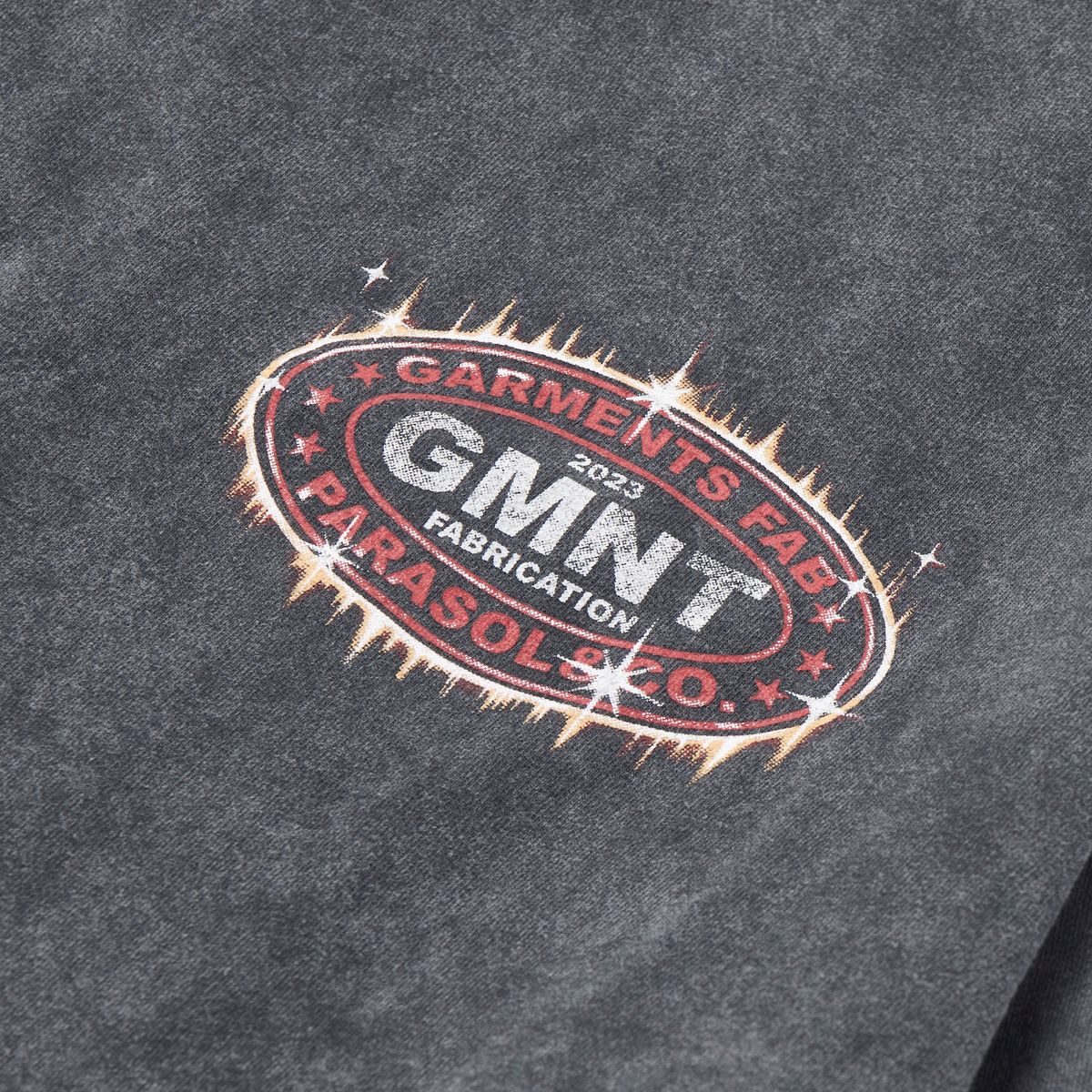 가먼츠팹(GARMENTS FAB) Washed Shine Oval Logo Tee (CHARCOAL)