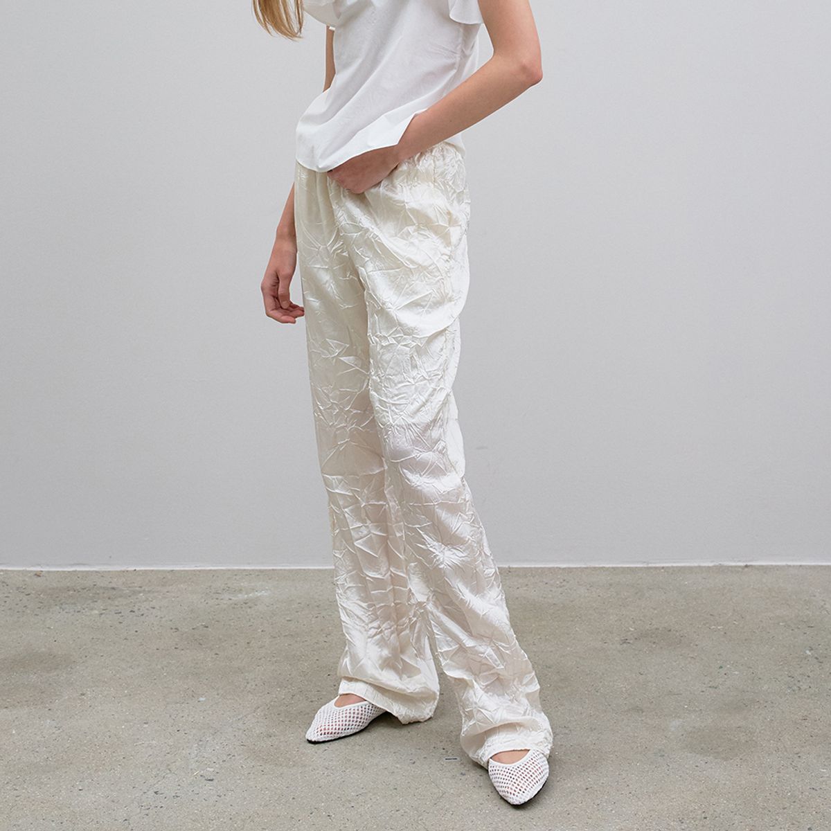 노우드(NOEUD) Crinkle String Pants (Ivory)
