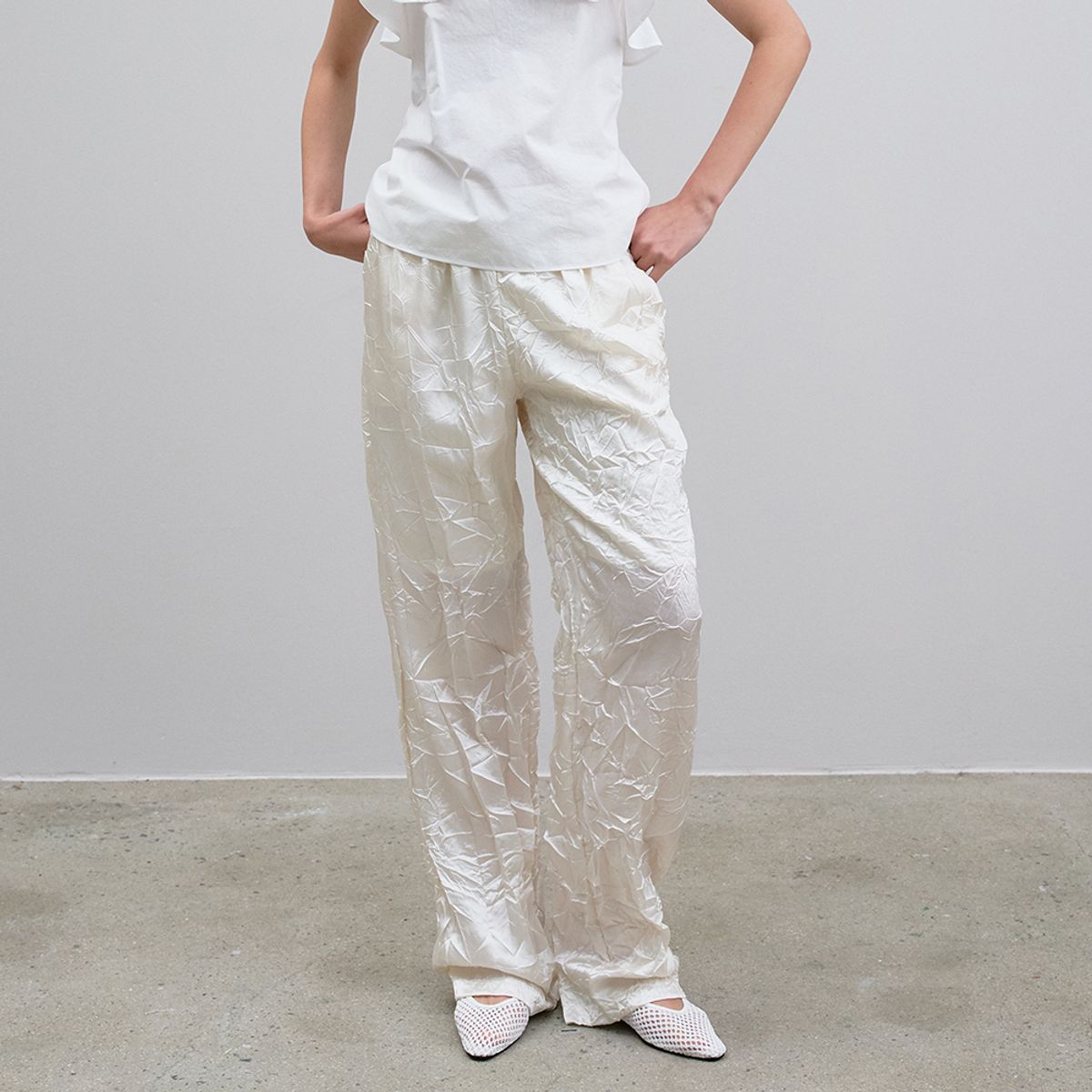 노우드(NOEUD) Crinkle String Pants (Ivory)