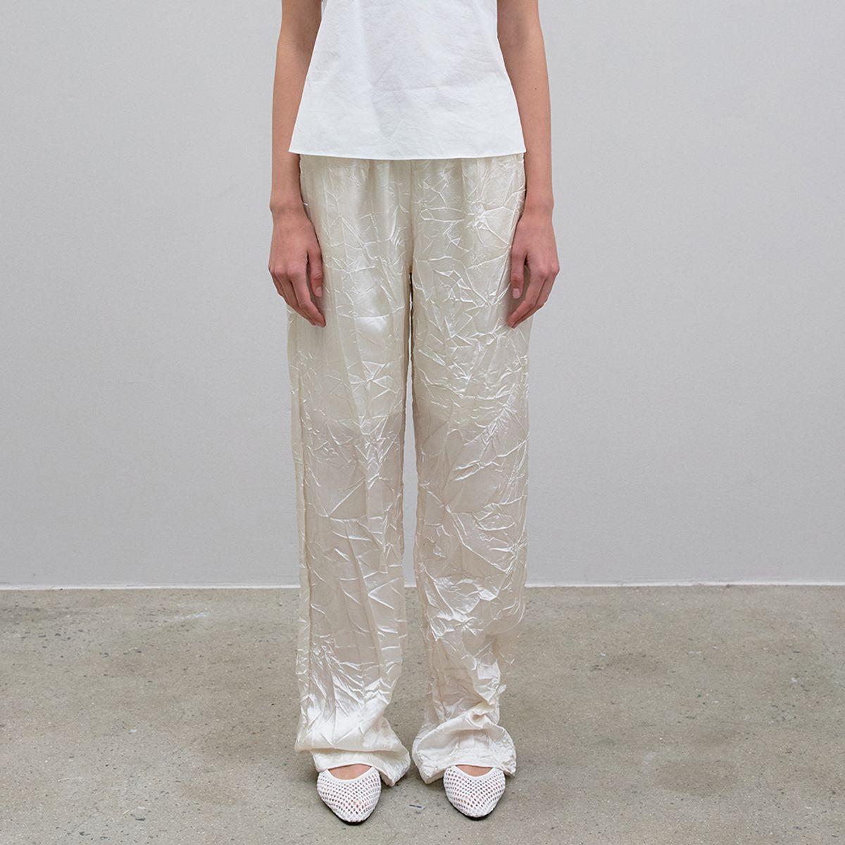 노우드(NOEUD) Crinkle String Pants (Ivory)