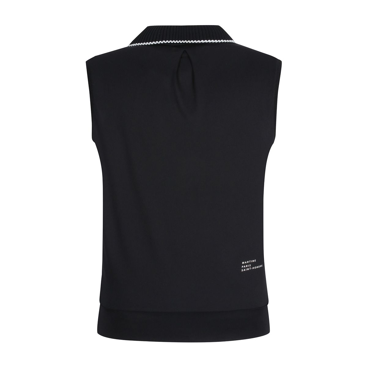 마틴골프(MARTINE GOLF) Knit Open Collar Embossed Sleeveless_BLACK