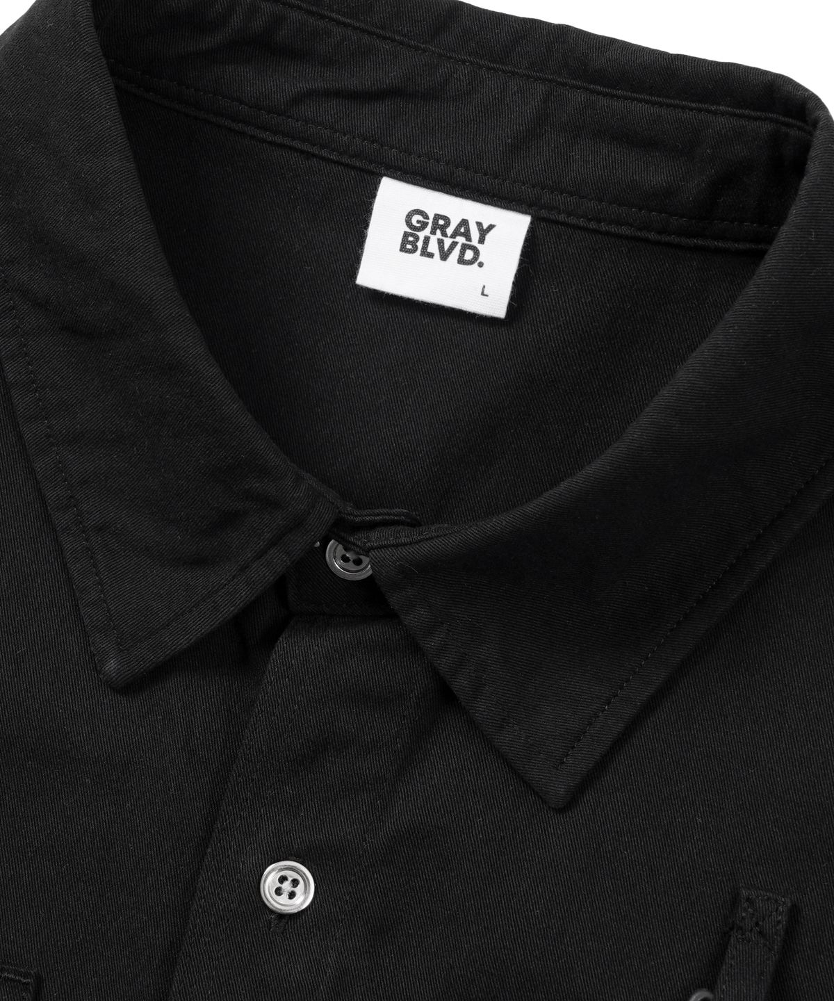 그레이블러밧(GRAYBLVD) 페이드 반팔 워크셔츠 GKBSH41 (BLACK)