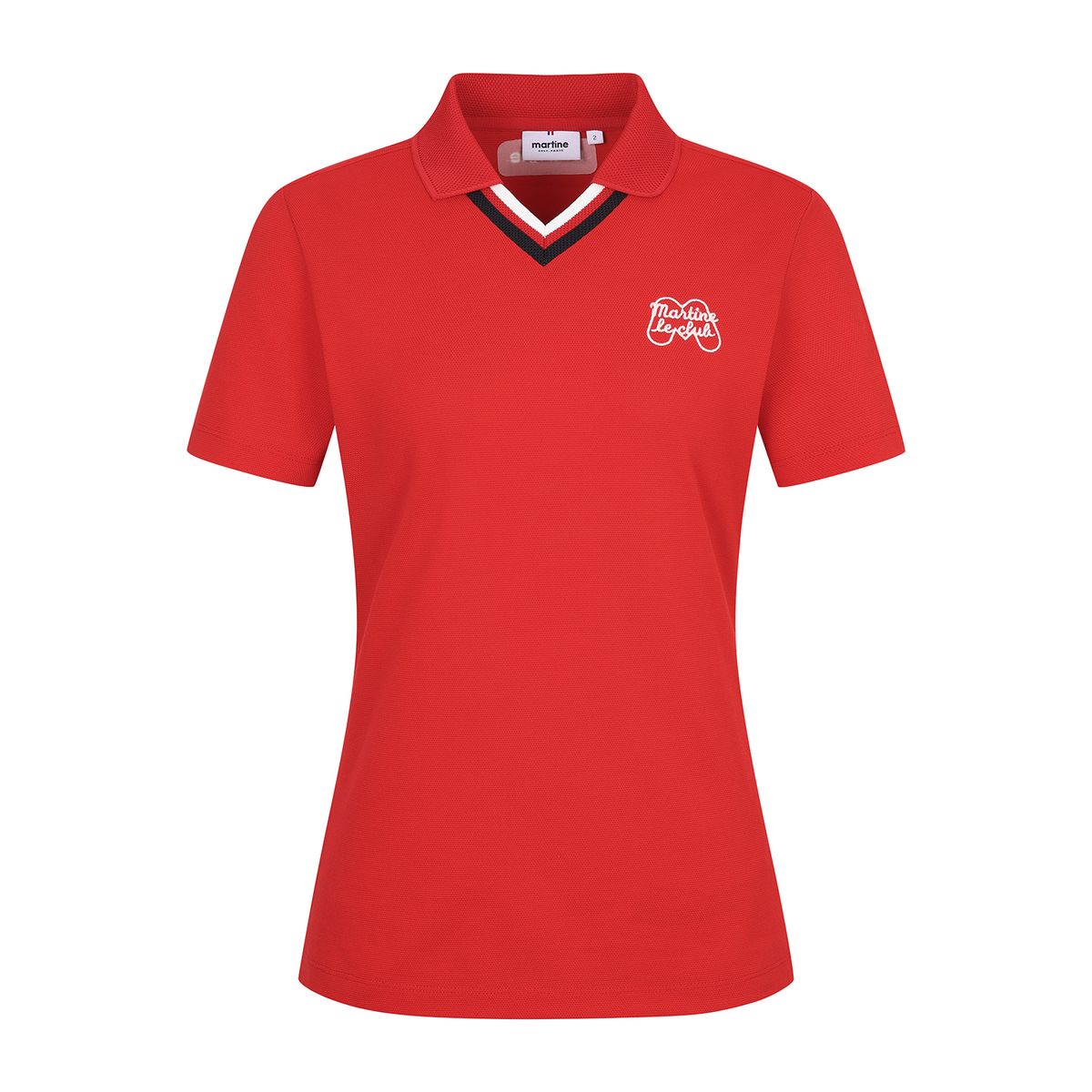 마틴골프(MARTINE GOLF) V Neck Half Sleeve T-shirts_RED