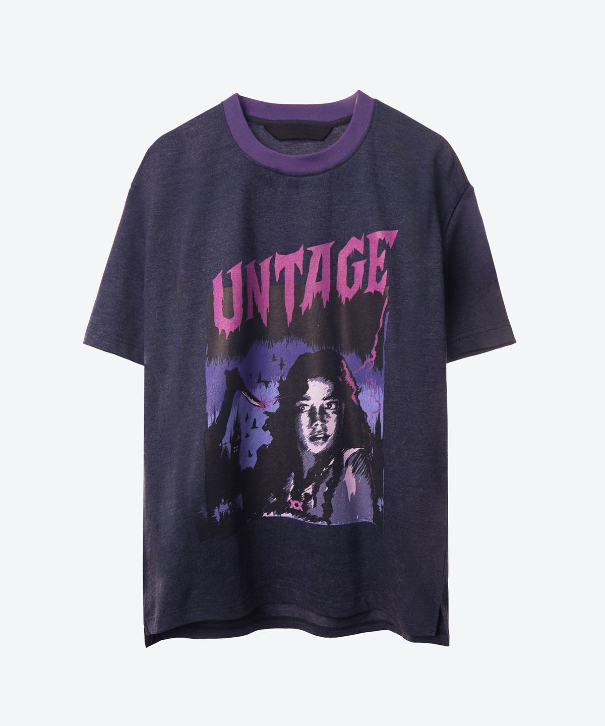 언티지(UNTAGE) 호러 프린트 링거 티셔츠(UNISEX)_UTT-ST13