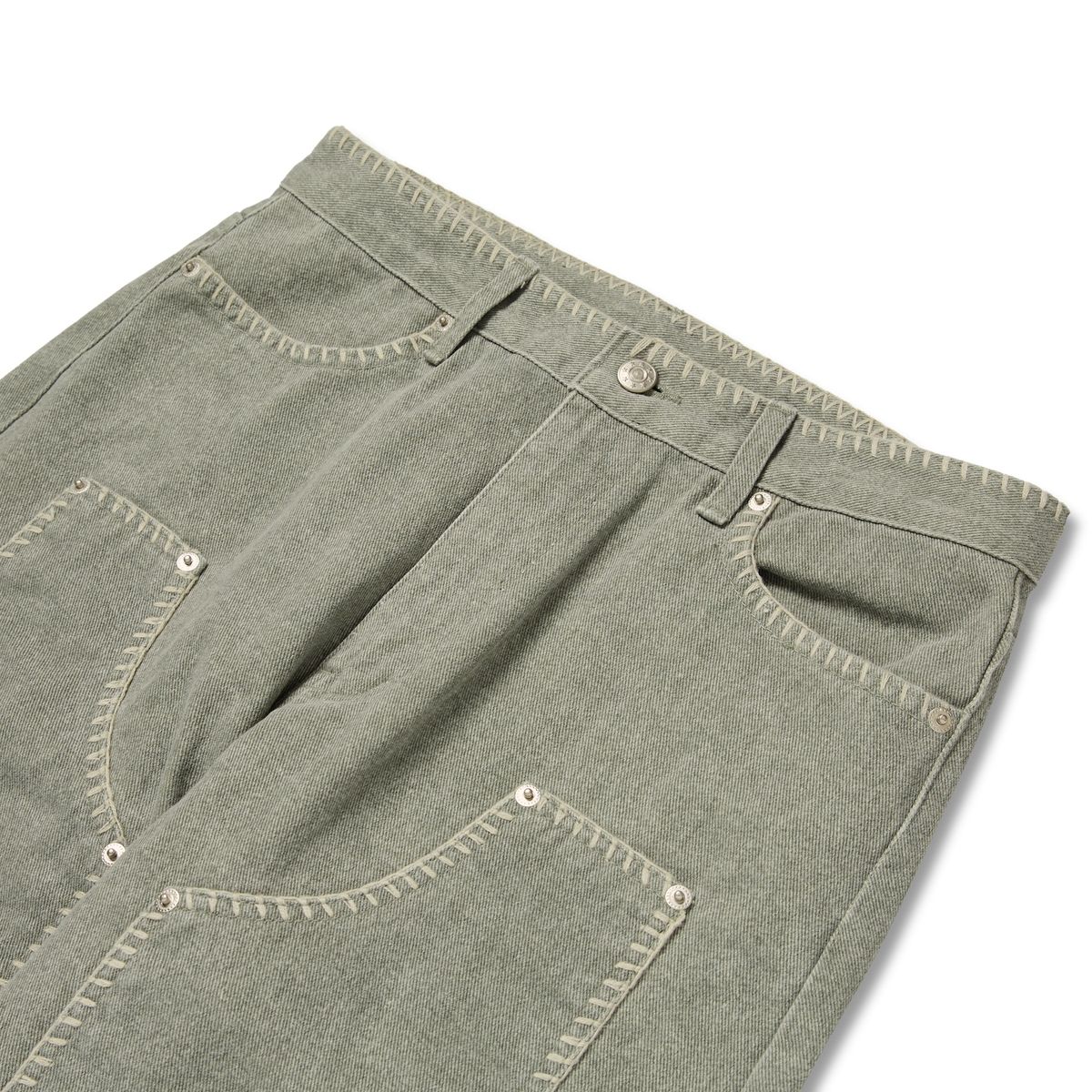 가먼츠팹(GARMENTS FAB) Blanket Stitch Pigment Carpenter Pants (KHAKI)