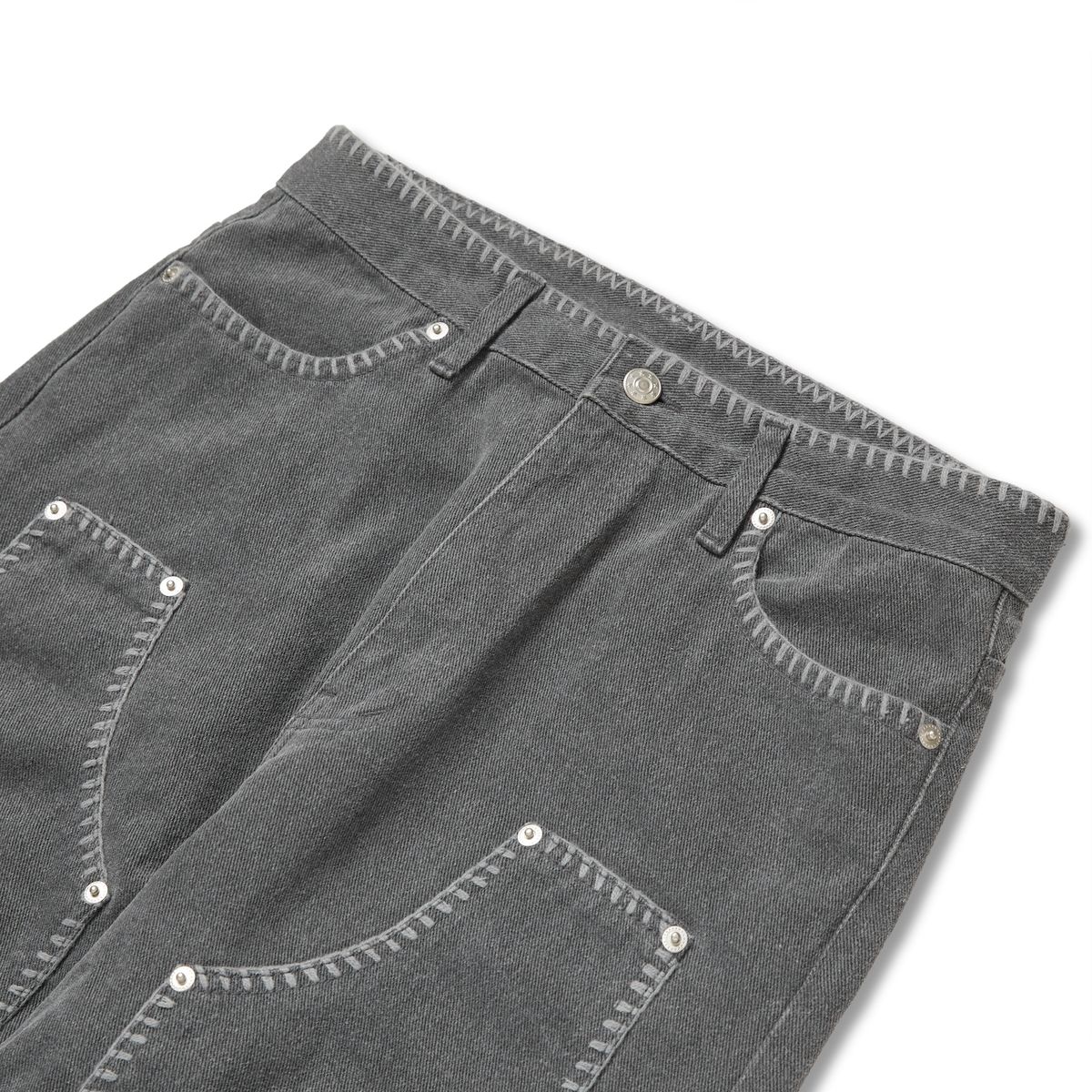 가먼츠팹(GARMENTS FAB) Blanket Stitch Pigment Carpenter Pants (CHARCOAL)
