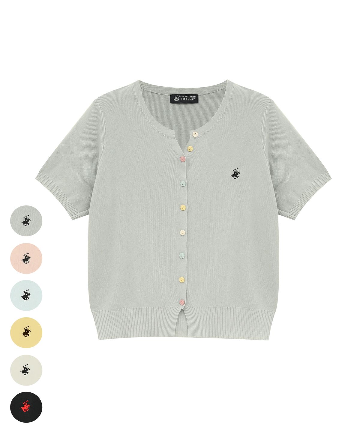 비버리힐스 폴로클럽(BHPOLOCLUB) 여성 캔디 버튼 코튼 반팔 가디건 6Color TK012