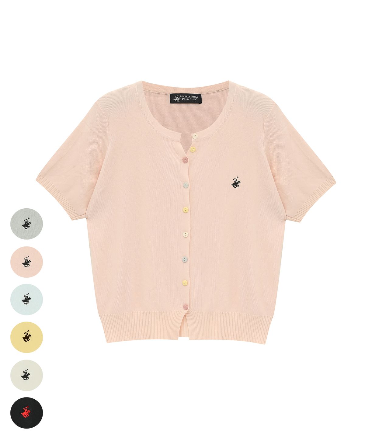 비버리힐스 폴로클럽(BHPOLOCLUB) 여성 캔디 버튼 코튼 반팔 가디건 6Color TK012