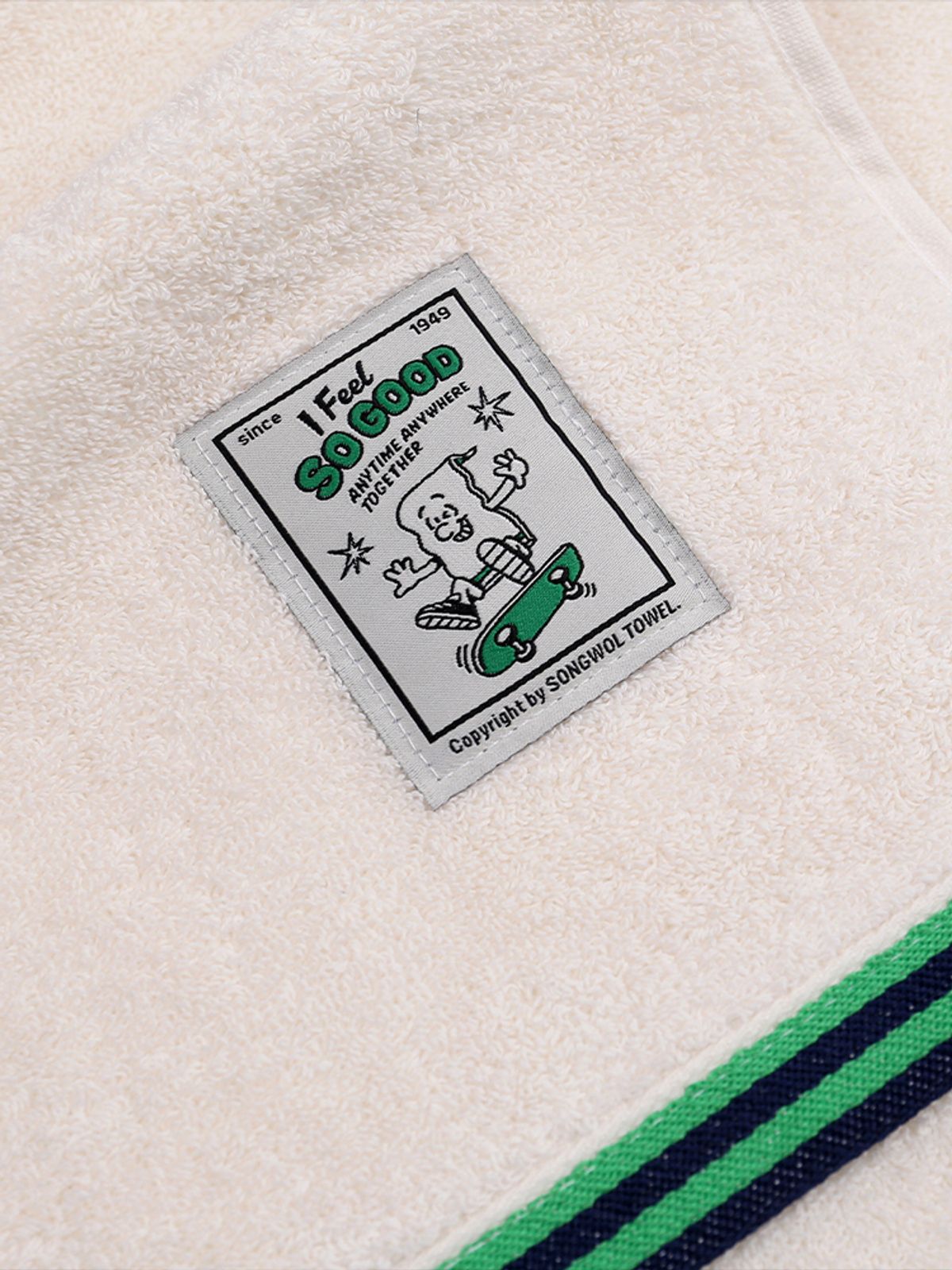 타올쿤(TOWELKUN) 페이스타월 라인보더 - 크림 (1P)