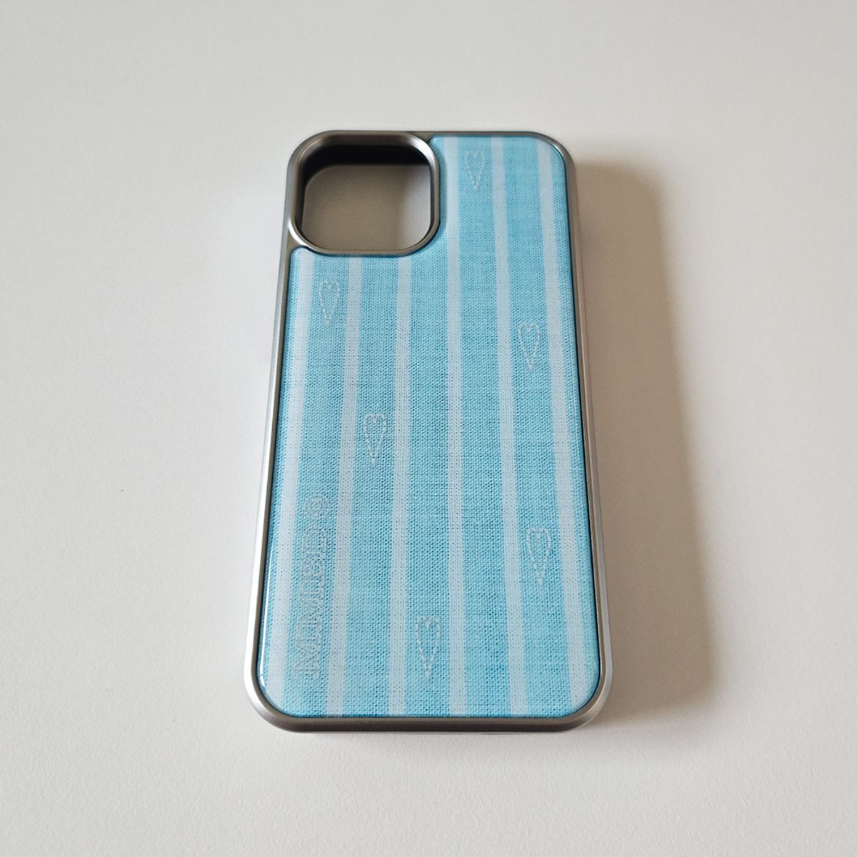 메모리즈바운더리(MEMORIESBOUNDARY) Blue Stripe Heart Phone Case (SV_Epoxy)