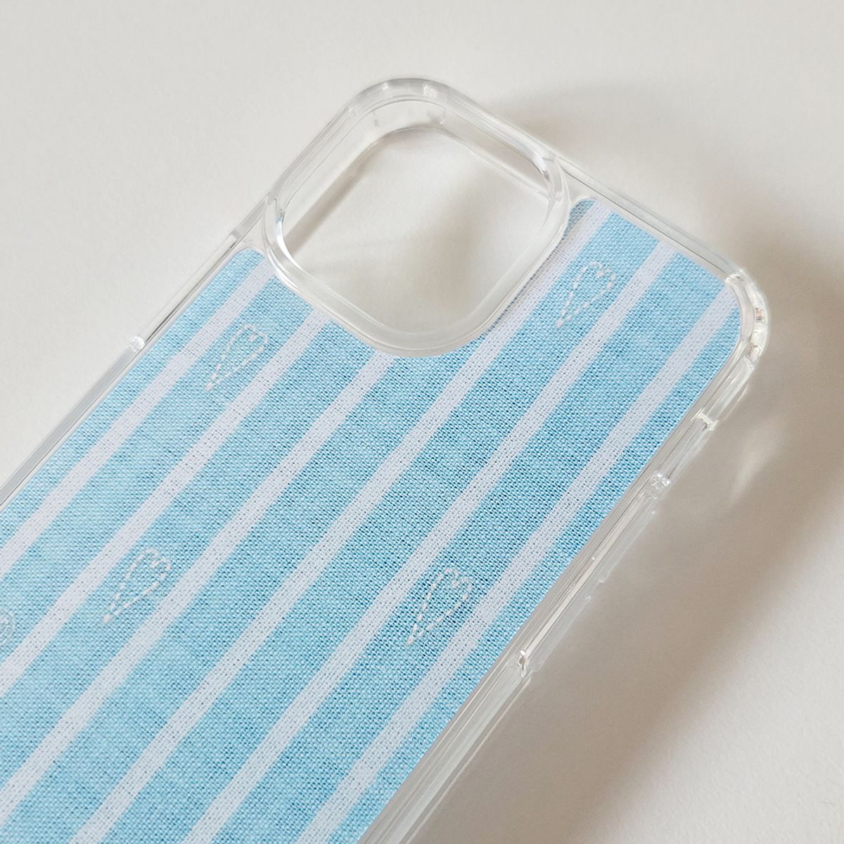 메모리즈바운더리(MEMORIESBOUNDARY) Blue Stripe Heart Phone Case (Clear-GelHard / MagSafe)