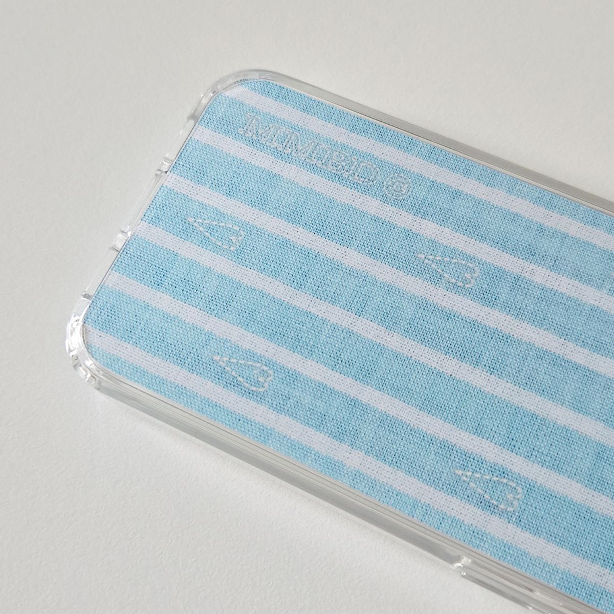 메모리즈바운더리(MEMORIESBOUNDARY) Blue Stripe Heart Phone Case (Clear-GelHard / MagSafe)