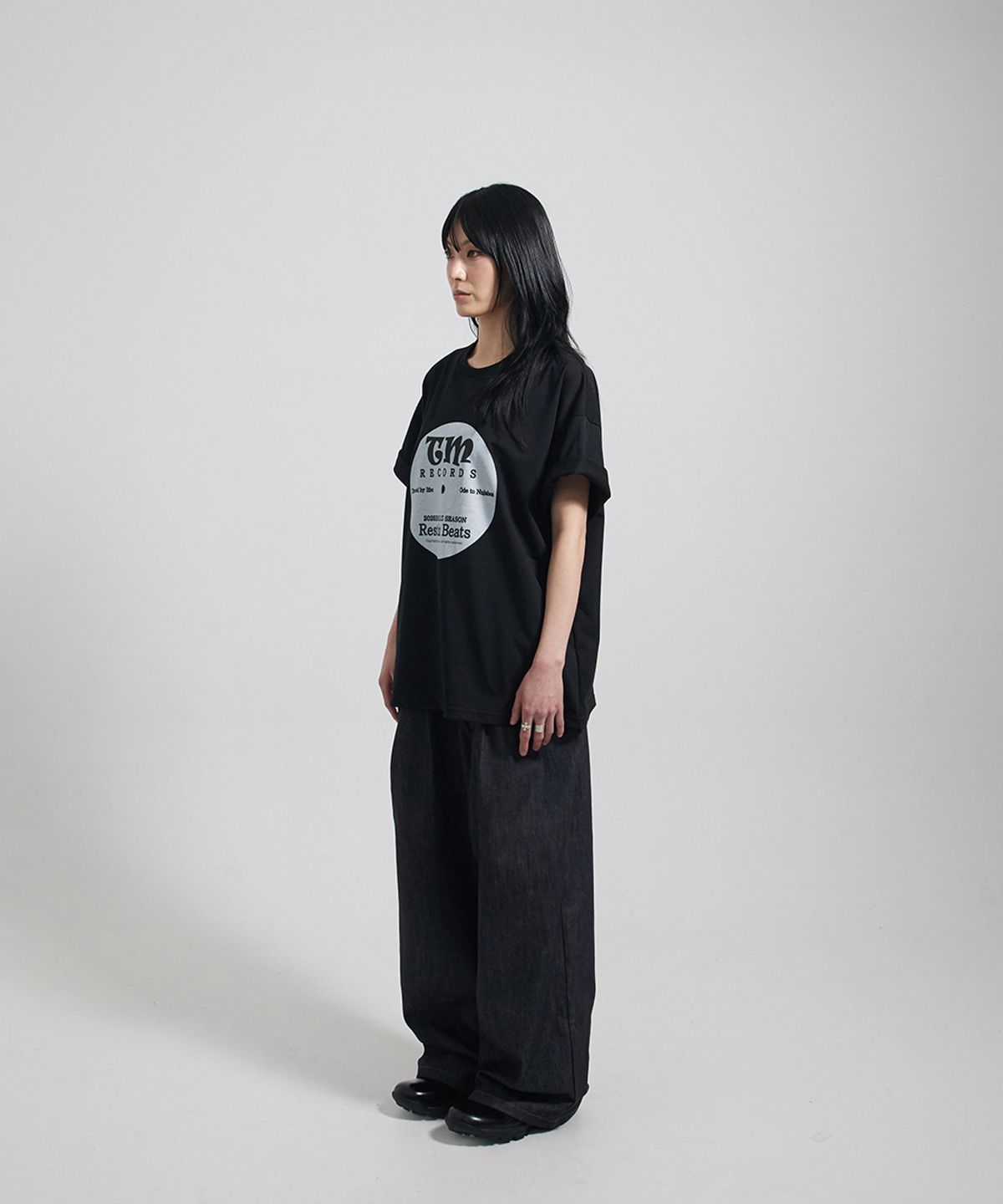 땡스메시아(THANKS MESSIA) RIB CD TSHIRT-BLACK