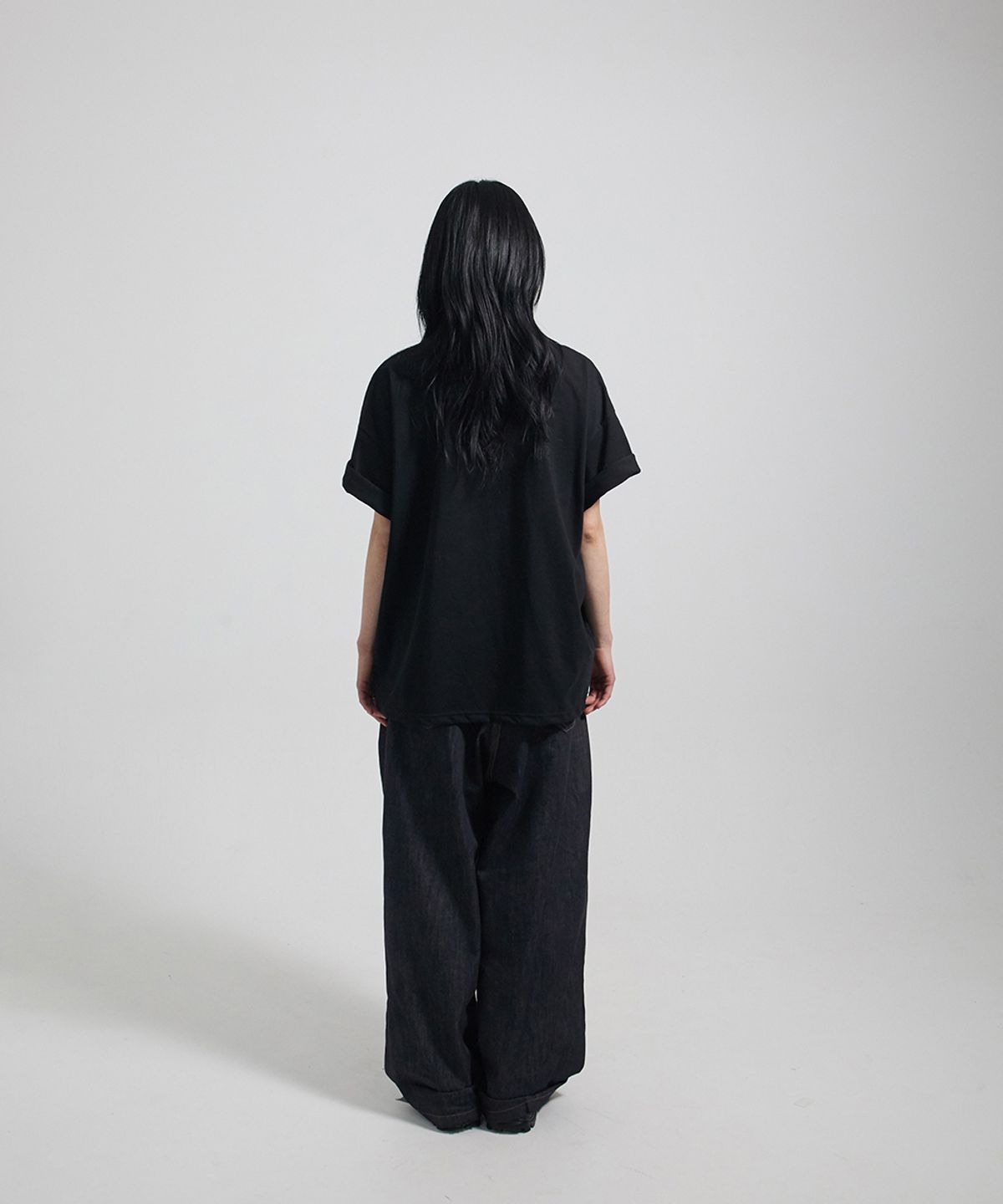 땡스메시아(THANKS MESSIA) RIB CD TSHIRT-BLACK