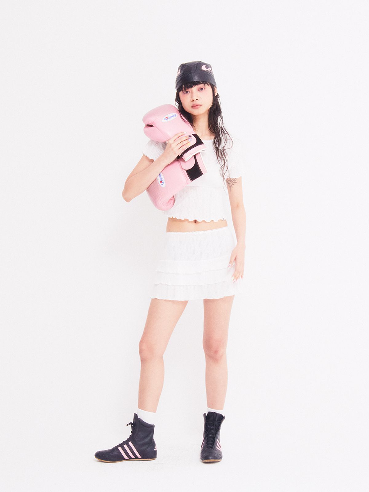에즈이프 캘리(ASIF CALIE) LOVELY EYELET CANCAN MINI SKIRT IVORY