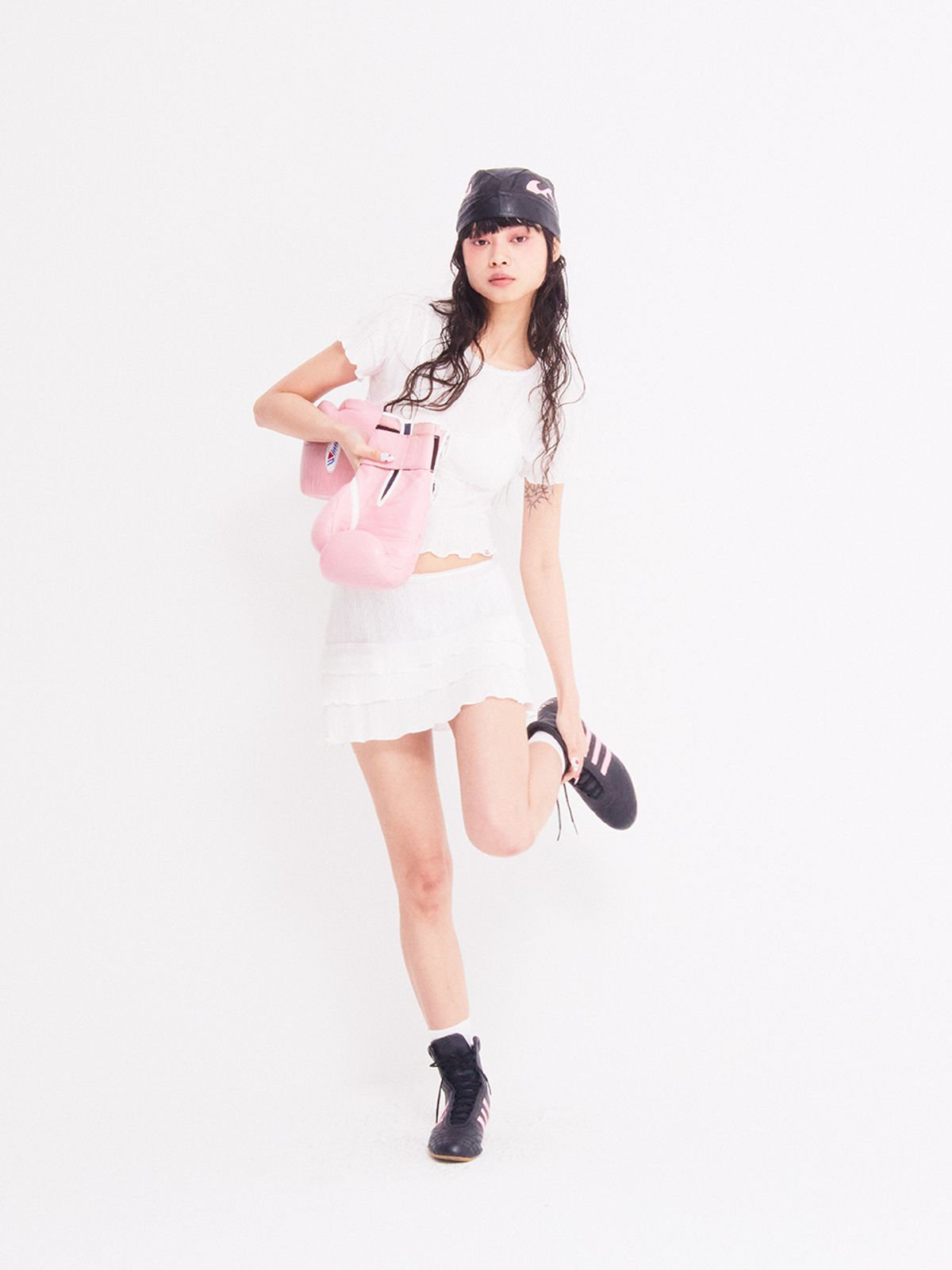 에즈이프 캘리(ASIF CALIE) LOVELY EYELET CANCAN MINI SKIRT IVORY