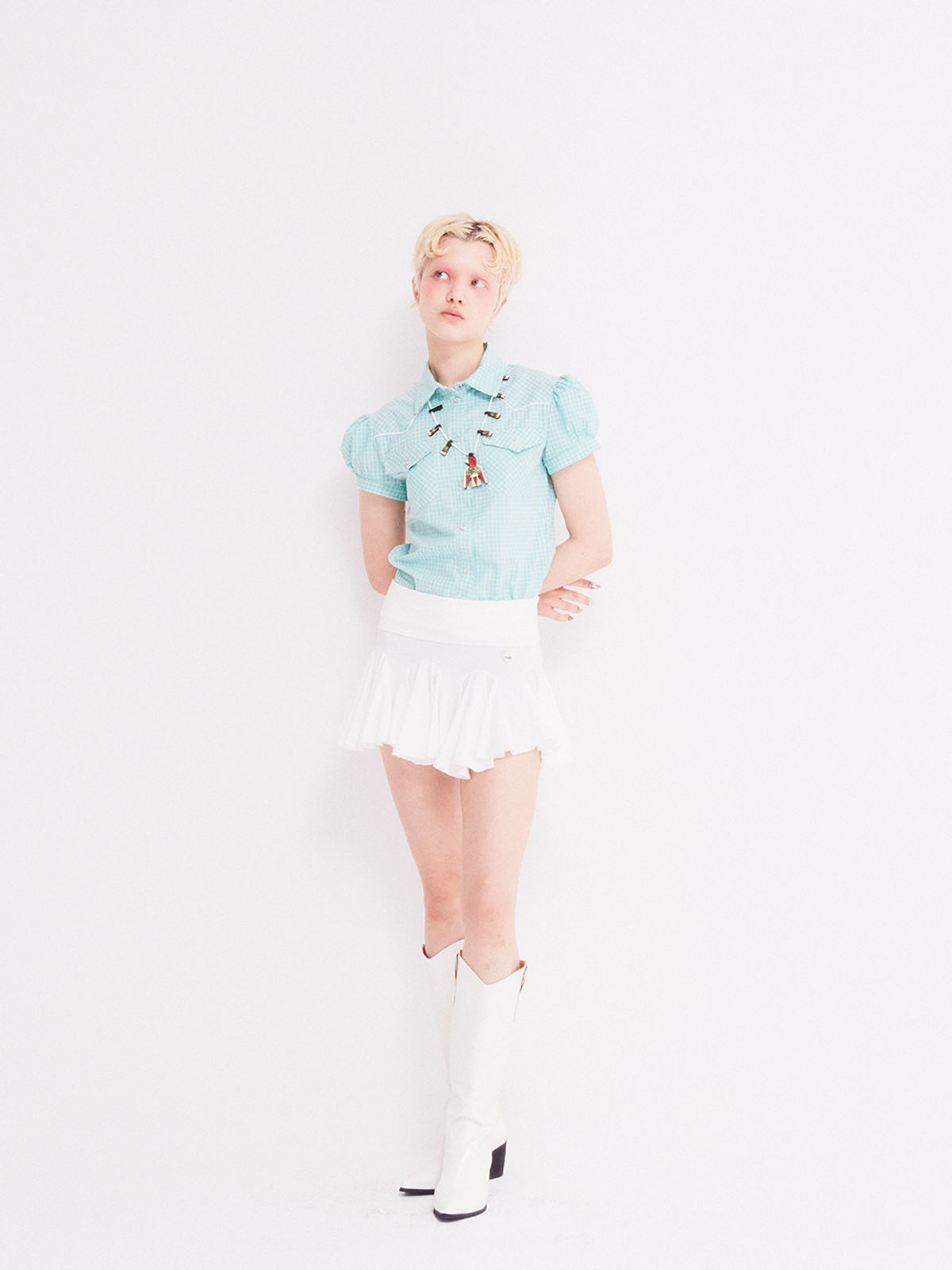 에즈이프 캘리(ASIF CALIE) HEART MEDAL 2WAY HOOL SKIRT IVORY