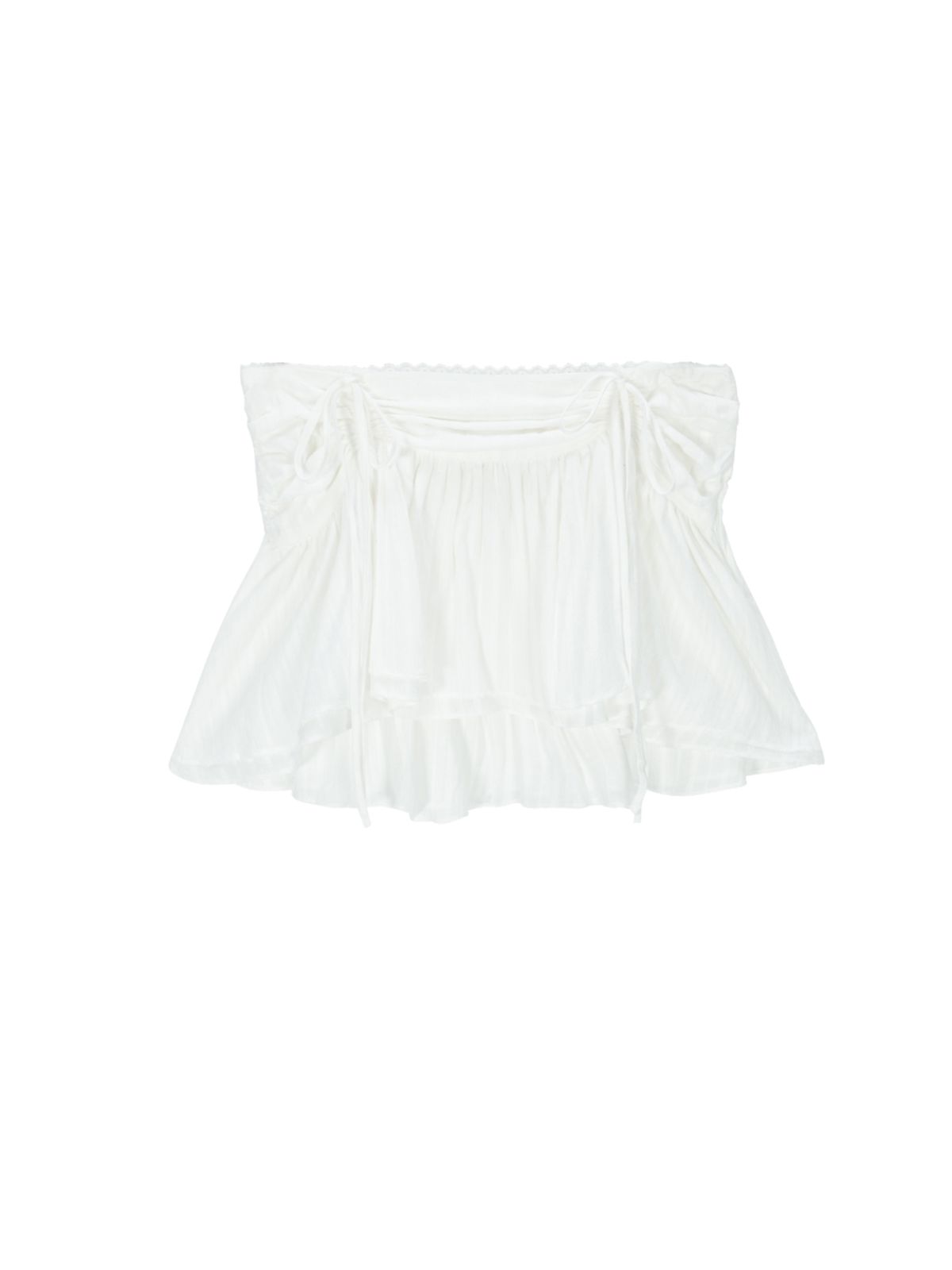 에즈이프 캘리(ASIF CALIE) SHIRRING RUFFLE LACE MINI SKIRT WHITE