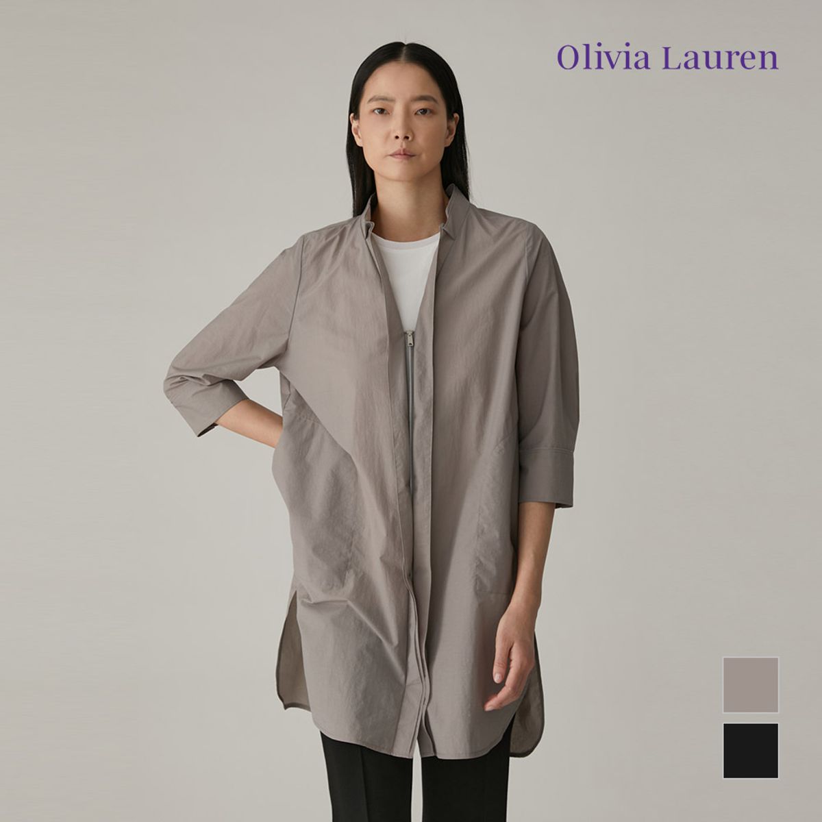 올리비아로렌(OLIVIALAUREN) 7부 소매 스탠에리 자켓_VOBFUXM4211