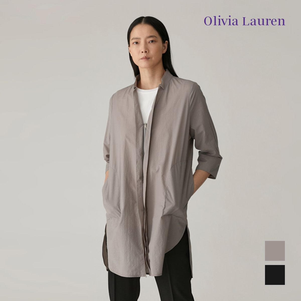 올리비아로렌(OLIVIALAUREN) 7부 소매 스탠에리 자켓_VOBFUXM4211