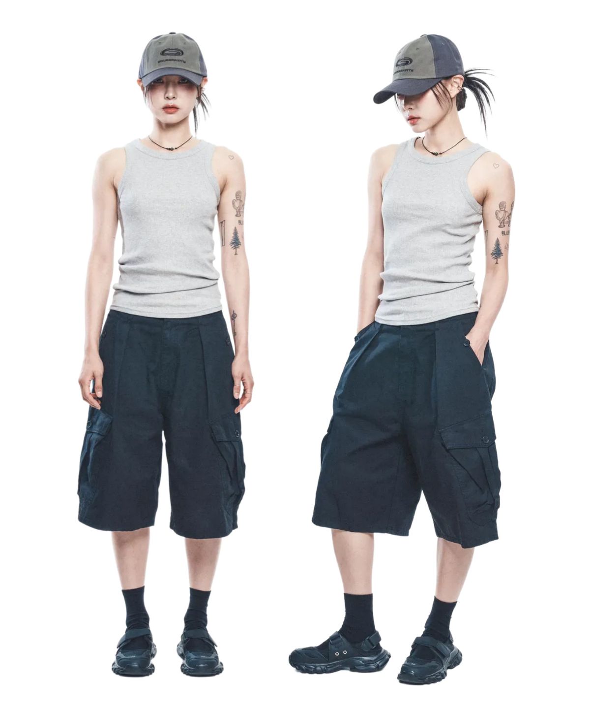 유어그래비티(YOURGRAVITY) GRAVITY HOLE LOGO BALL CAP - Charcoal & Khaki