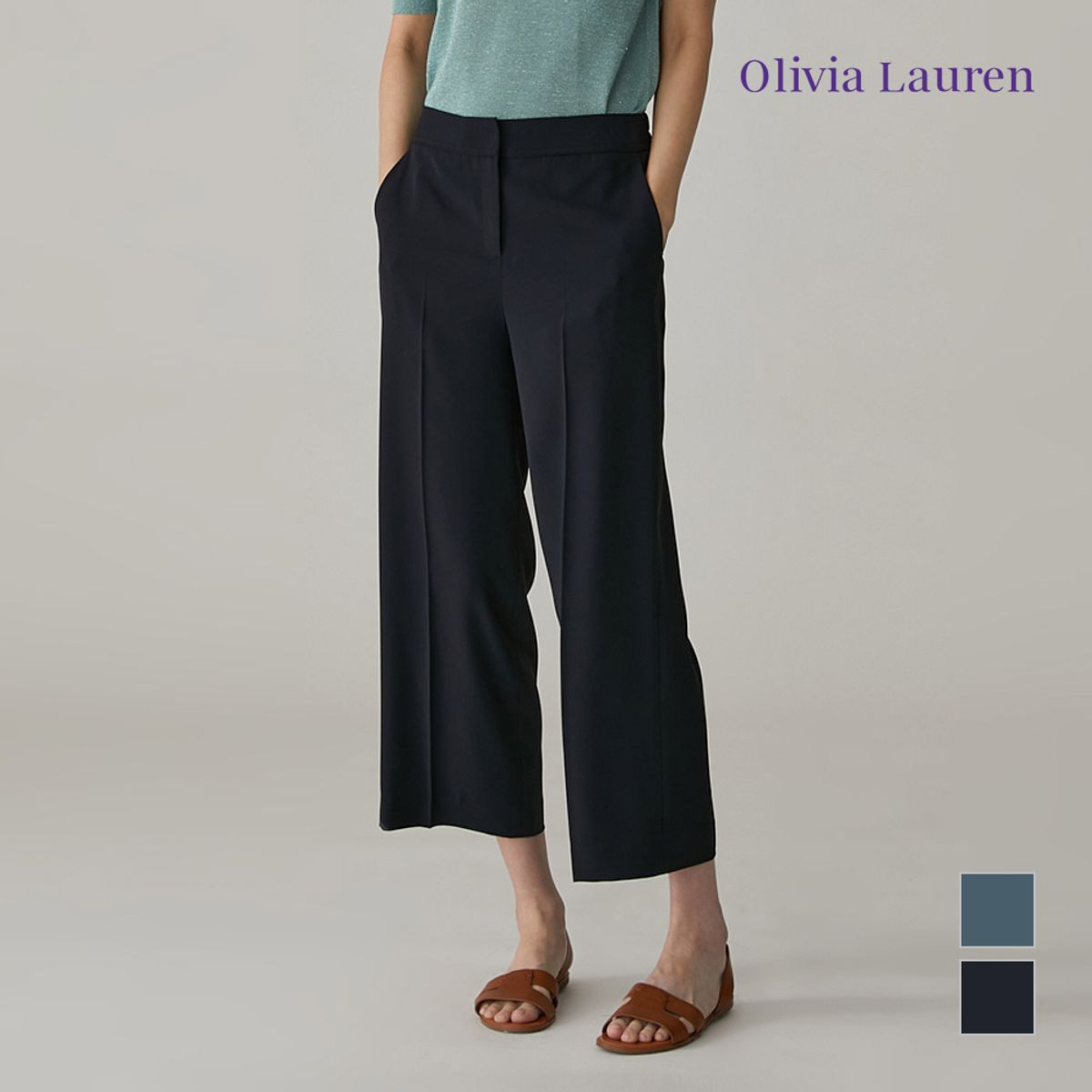올리비아로렌(OLIVIALAUREN) 뒤 이밴드 와이드 팬츠_VOCDLXM4131
