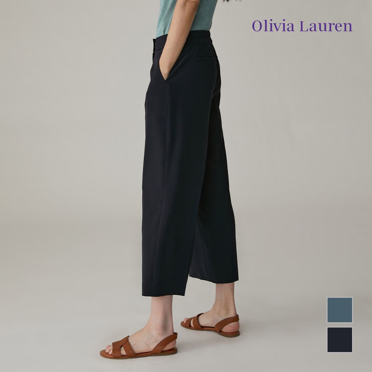 올리비아로렌(OLIVIALAUREN) 뒤 이밴드 와이드 팬츠_VOCDLXM4131