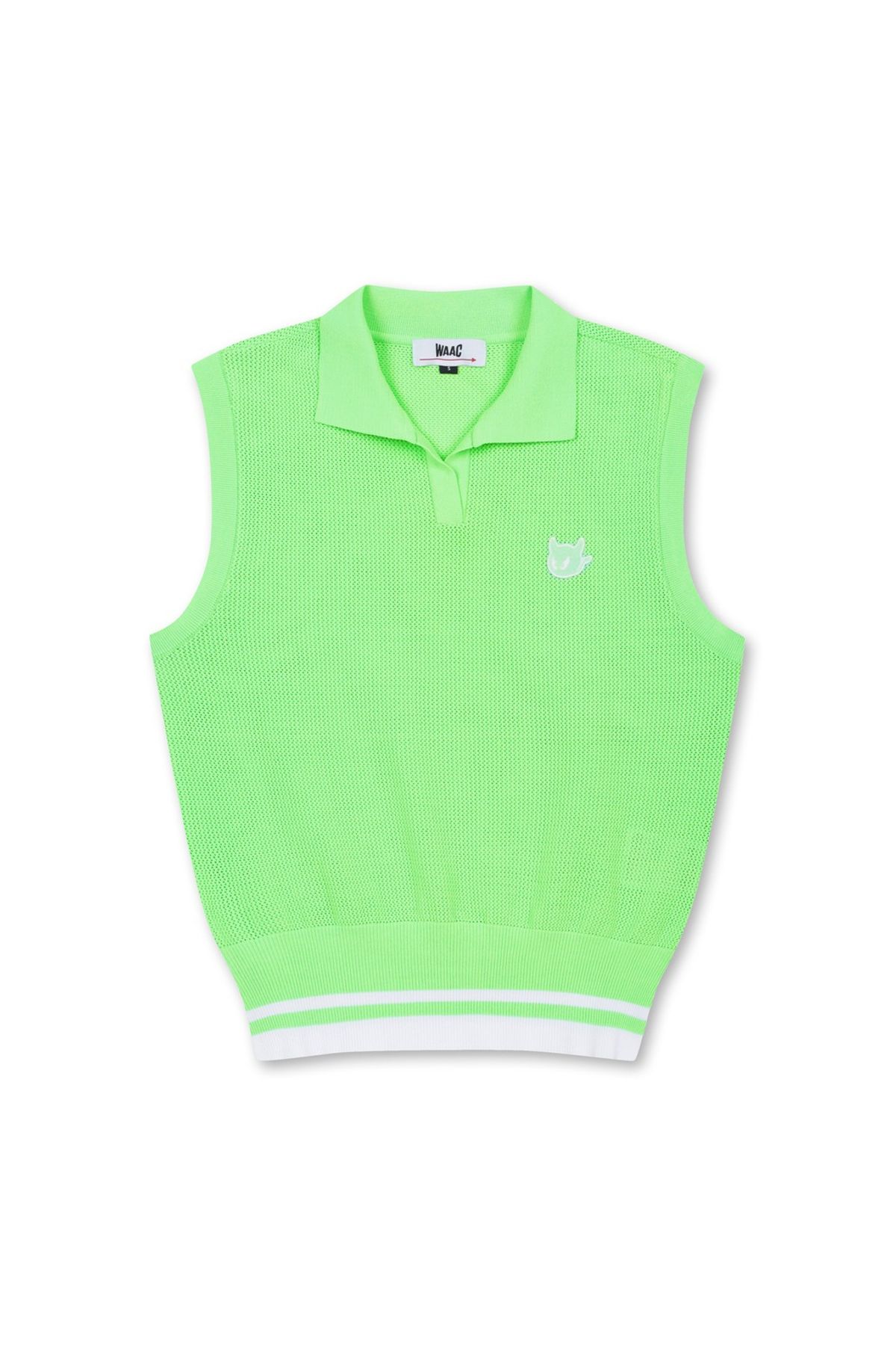 왁(WAAC) Women Mesh Polo Knit Vest_WWWAM25206YGN