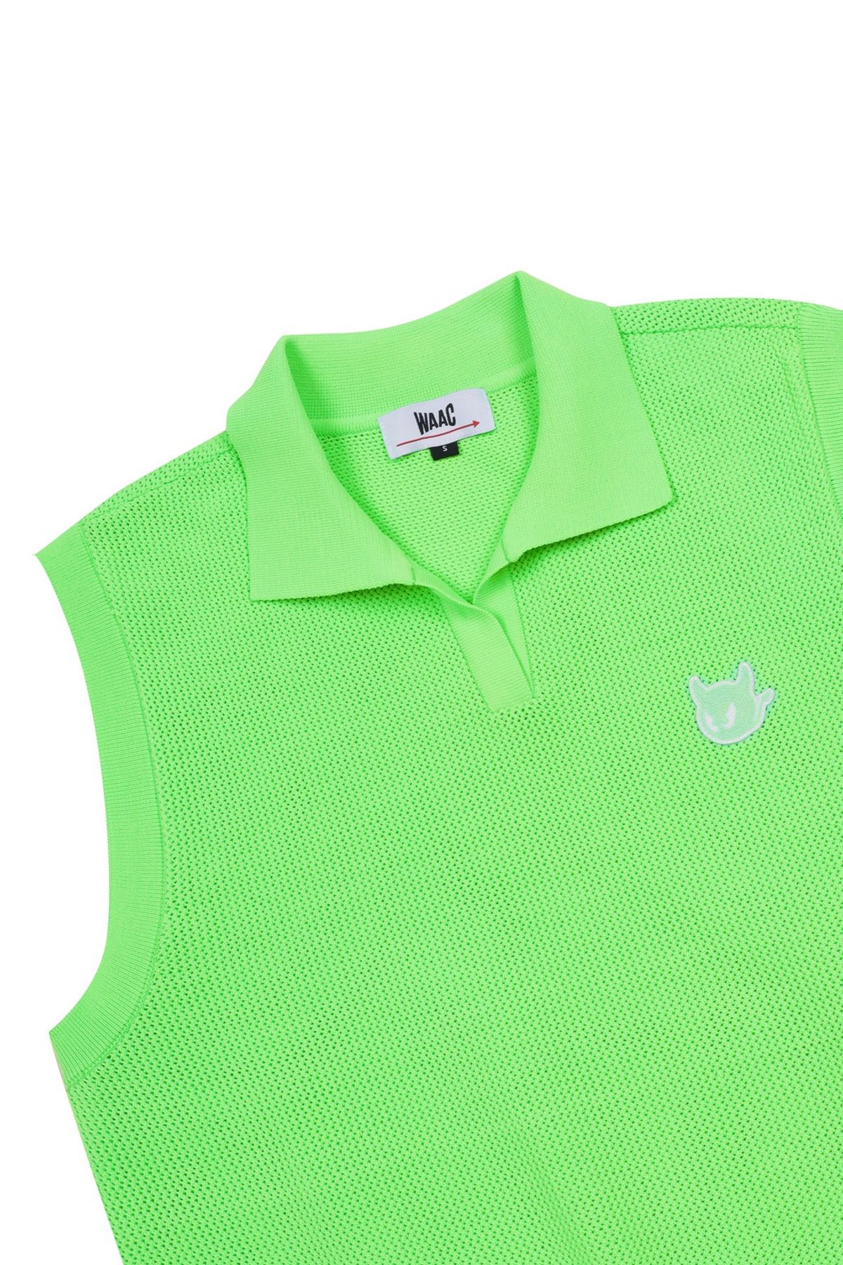 왁(WAAC) Women Mesh Polo Knit Vest_WWWAM25206YGN