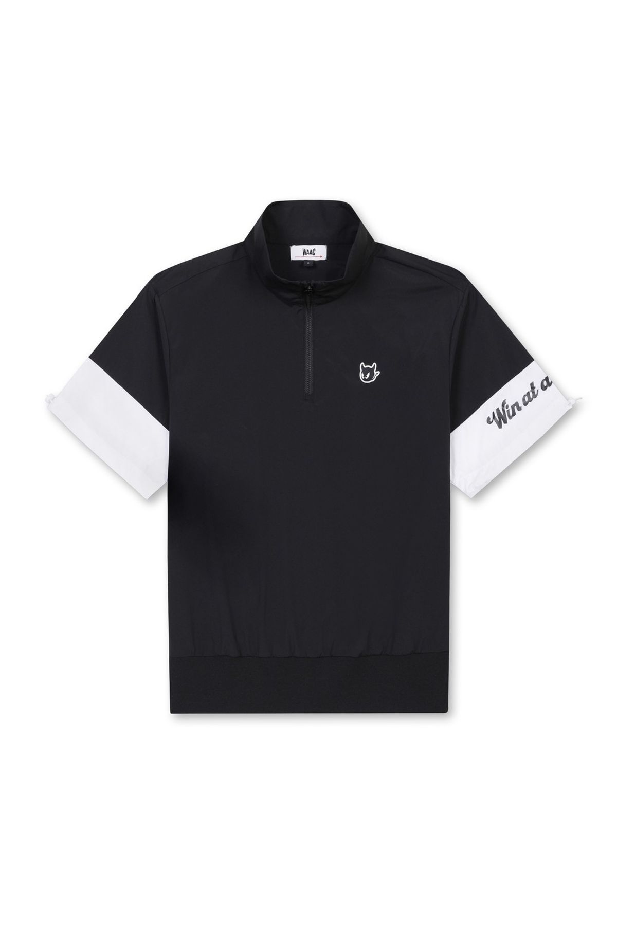 왁(WAAC) Women Woven SS Quarter-Zip Pullover_WWVAM25202BKX