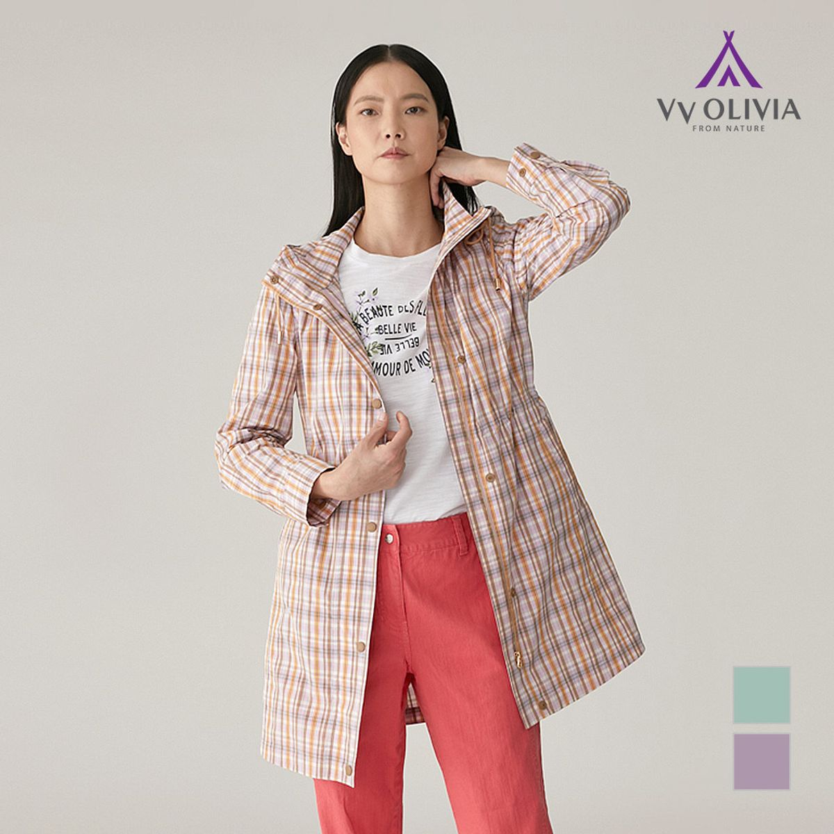 비비올리비아(VVOLIVIA) 멀티체크 홑겹 자켓_VVPCLXM3281