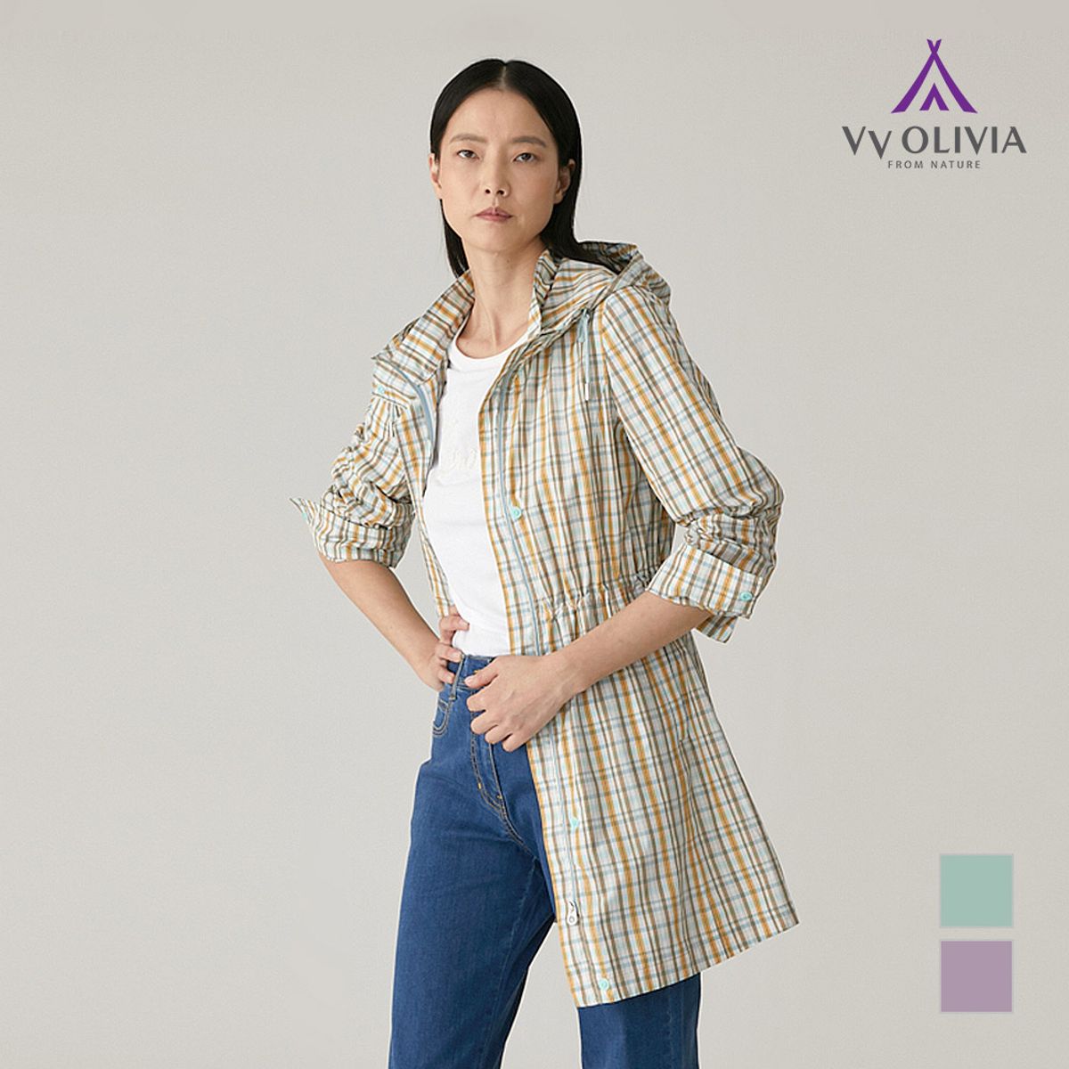 비비올리비아(VVOLIVIA) 멀티체크 홑겹 자켓_VVPCLXM3281