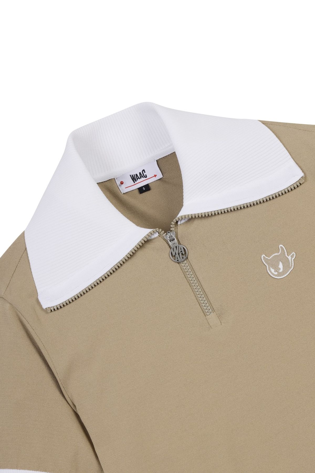 왁(WAAC) Women Big Collar SS Half Zip Sweater_WWWAM25204BEX
