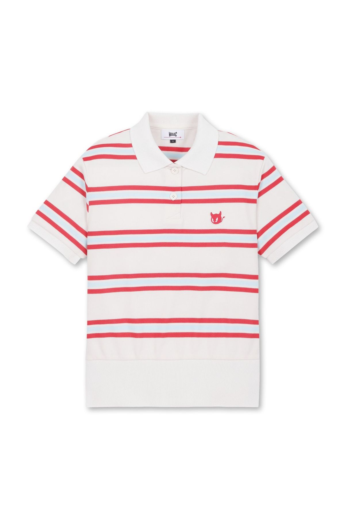 왁(WAAC) Women Stripe Loose Fit SS Polo_WWTCM25205IVX