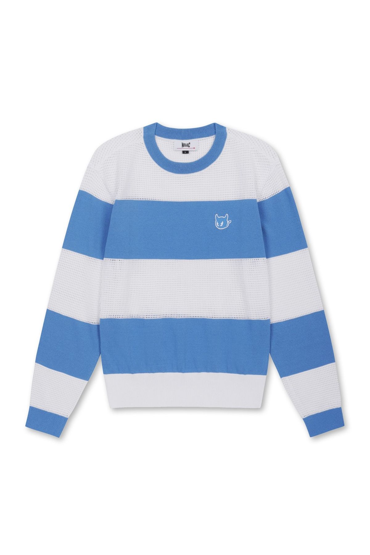 왁(WAAC) Women Mesh Stripe Crewneck Sweater_WWWAM25301BUX