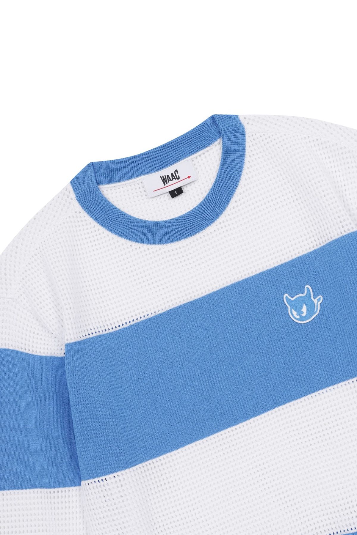 왁(WAAC) Women Mesh Stripe Crewneck Sweater_WWWAM25301BUX