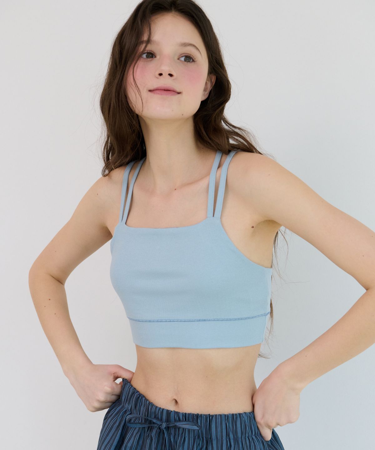 무니쉬(MOONISH) Cross Back Bra Top - Pearl Blue