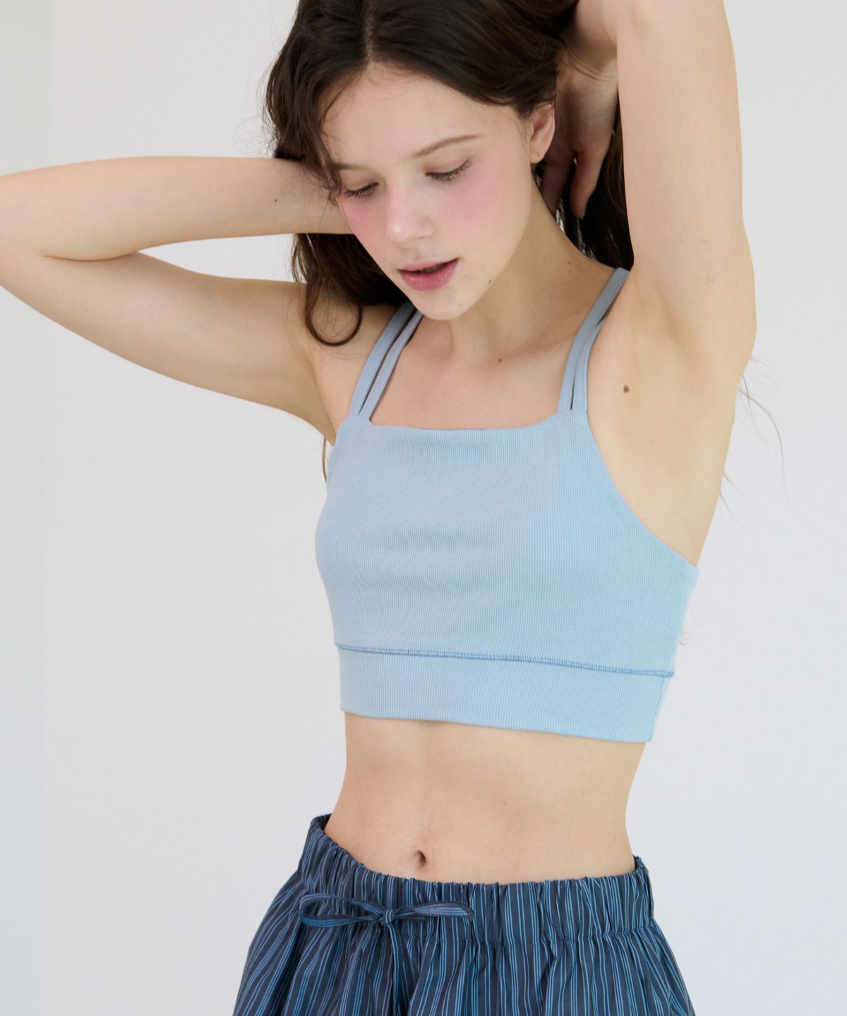 무니쉬(MOONISH) Cross Back Bra Top - Pearl Blue