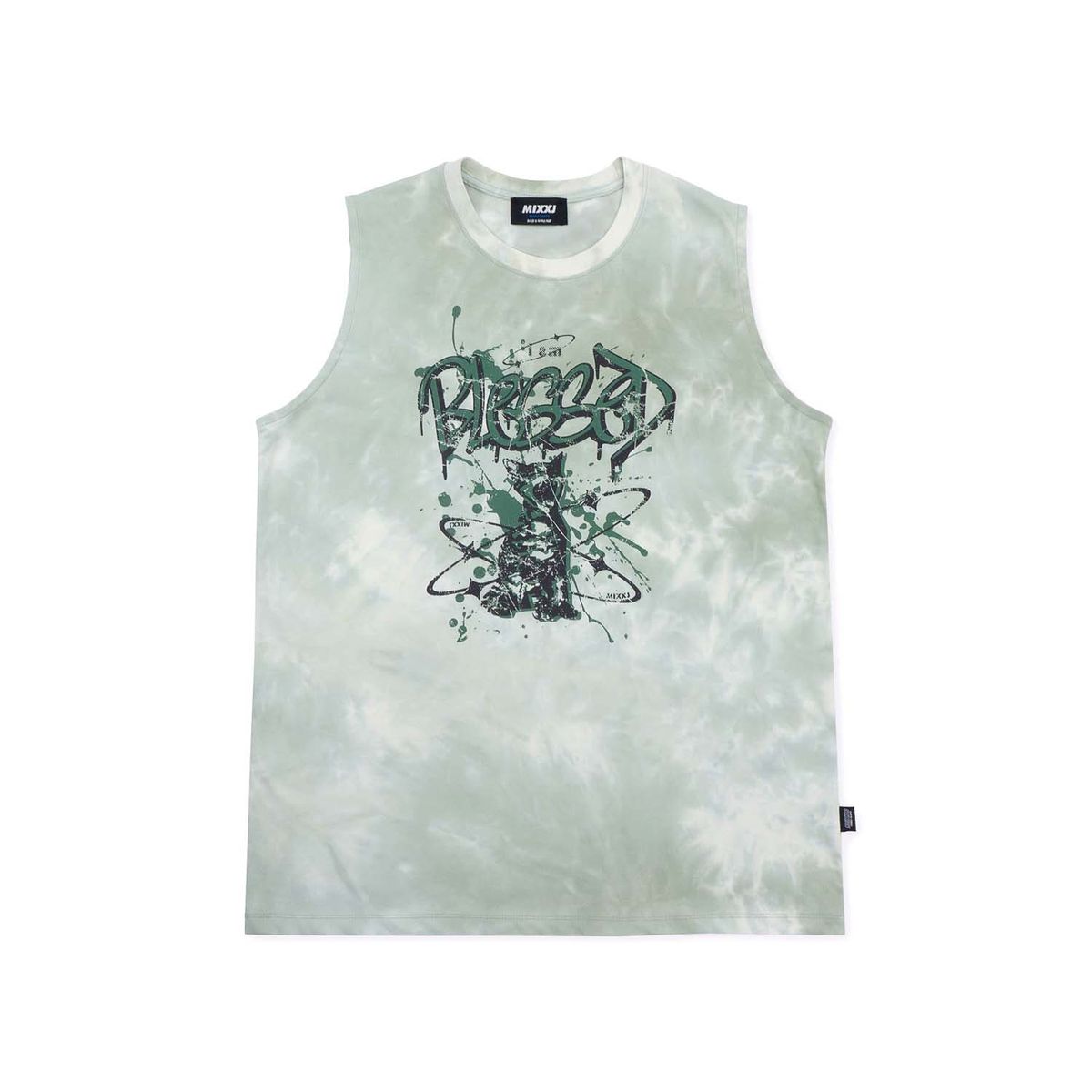 믹쓰제이(MIXXJ) MIXXJ TIEDYE CAT SLEEVELESS (GREEN)