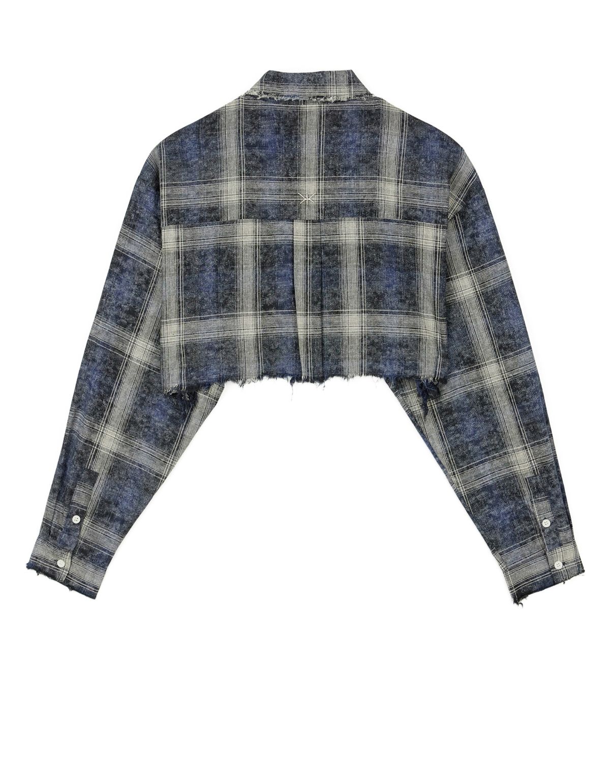 노 엑스트라 터치(NO EXTRA TOUCH) Check Crop Shirts (navy) / 25SPSH001NA