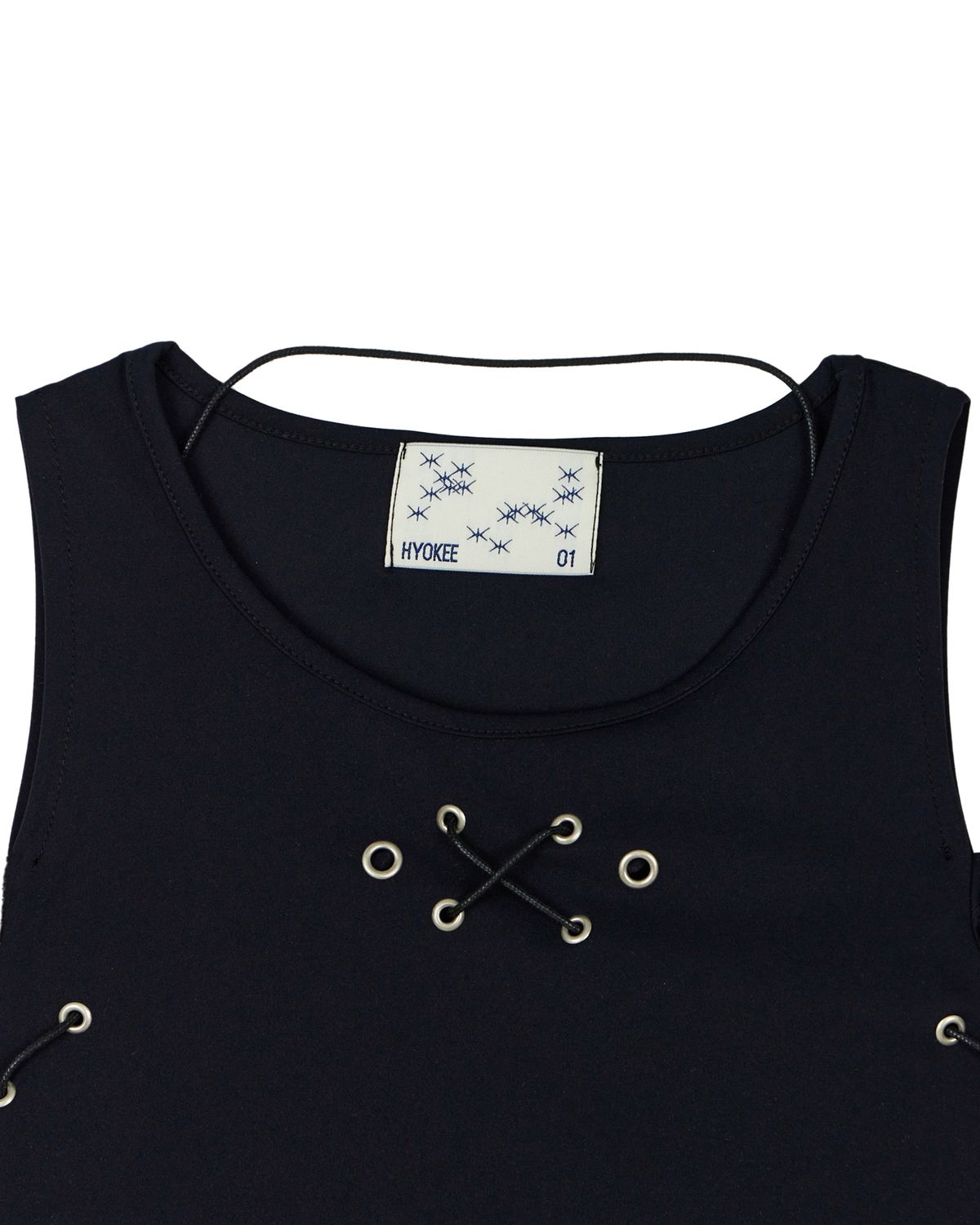 노 엑스트라 터치(NO EXTRA TOUCH) Eyelet Pop Top (navy black) / 25SPTS003BK