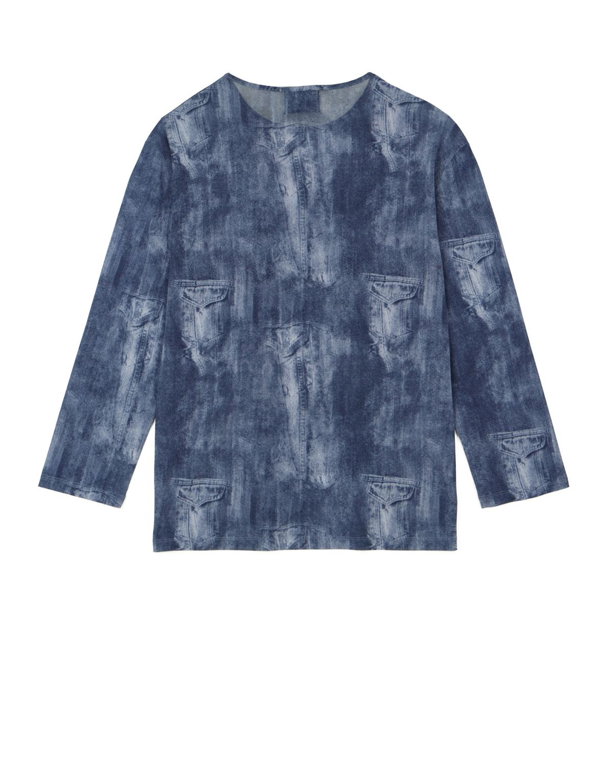 노 엑스트라 터치(NO EXTRA TOUCH) Denim Printed Mash T-shirts (blue) / 25SPTS005BL