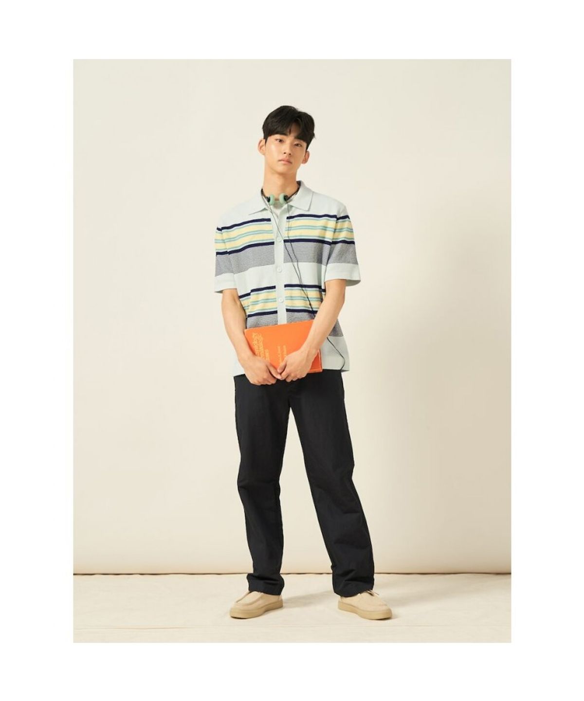 빈폴 멘(BEANPOLE MEN) 멀티 스트라이프 셔츠형 카디건  라이트 그린 (BC555AC61L)