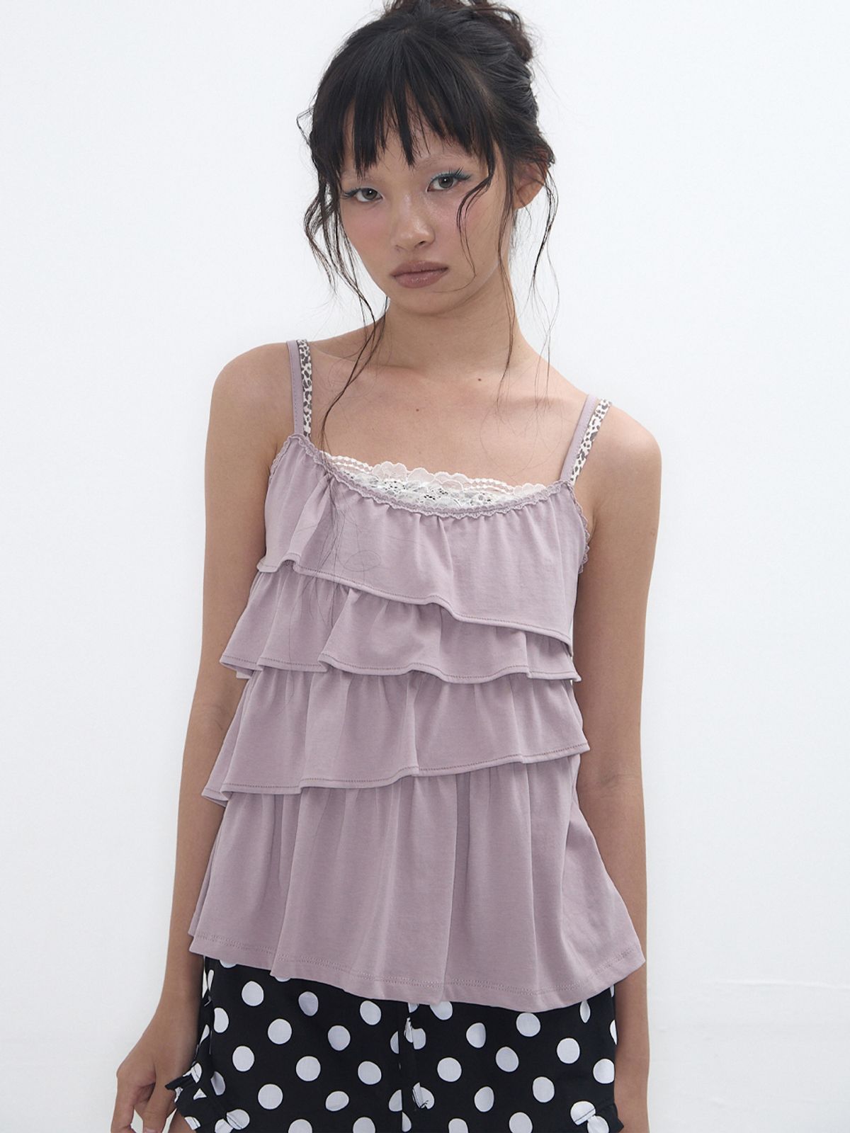 익스파이어드걸(EXPIRED GIRL) [10th] Unbalanced Frill Cami Ash Lilac